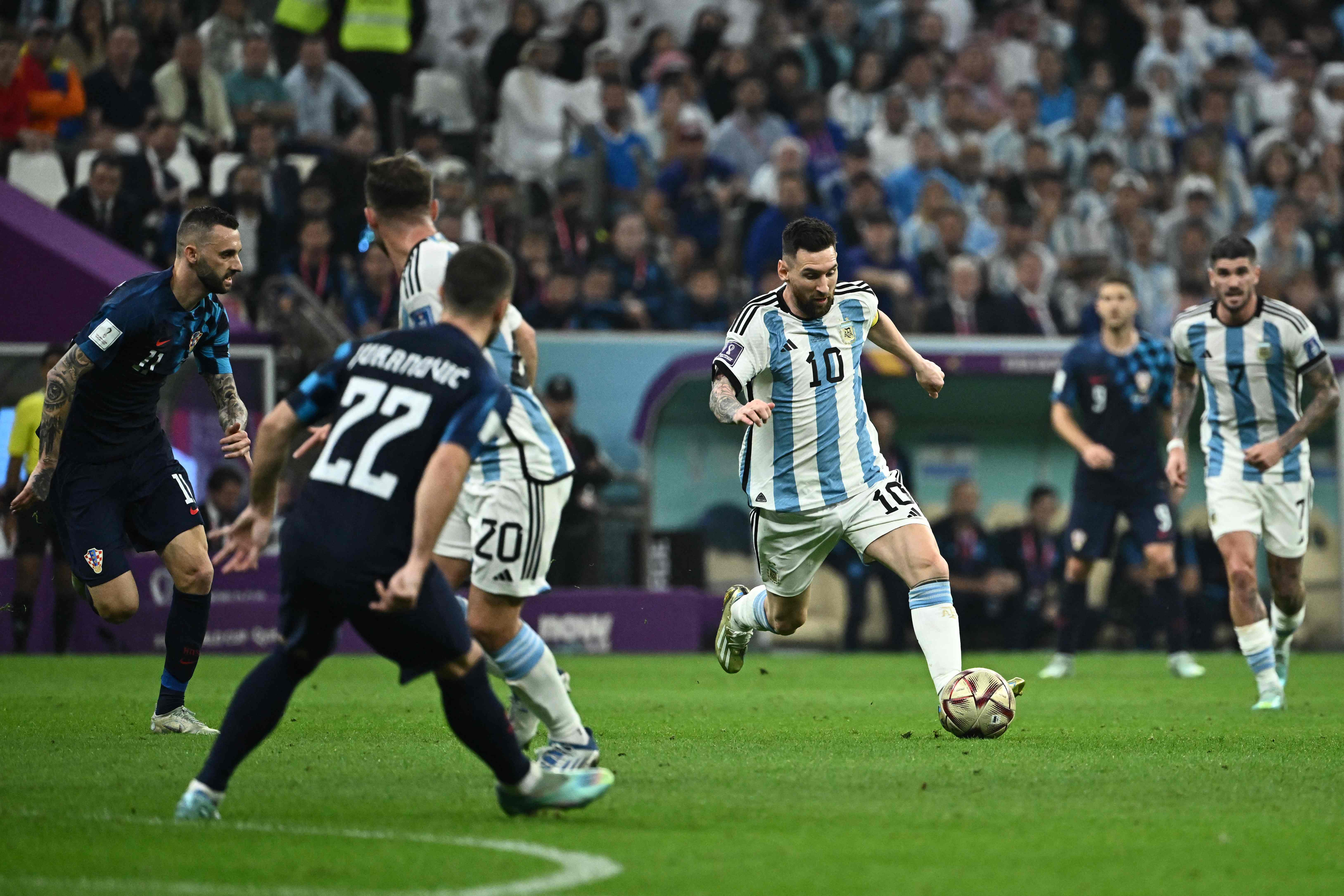 Messi dribbles during the semi-final