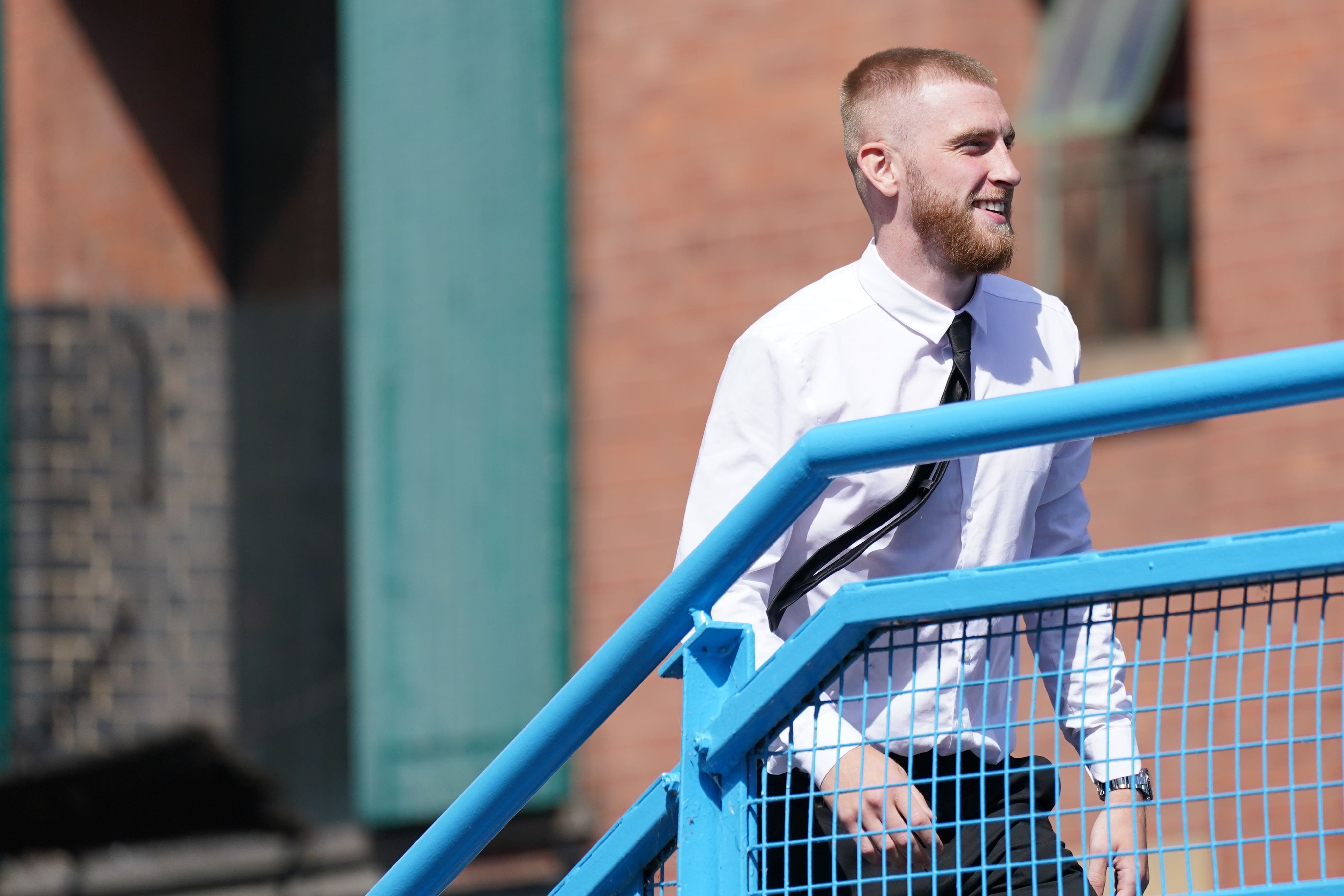 Sheffield United player Oli McBurnie leaving Nottingham Magistrates’ Court (PA)