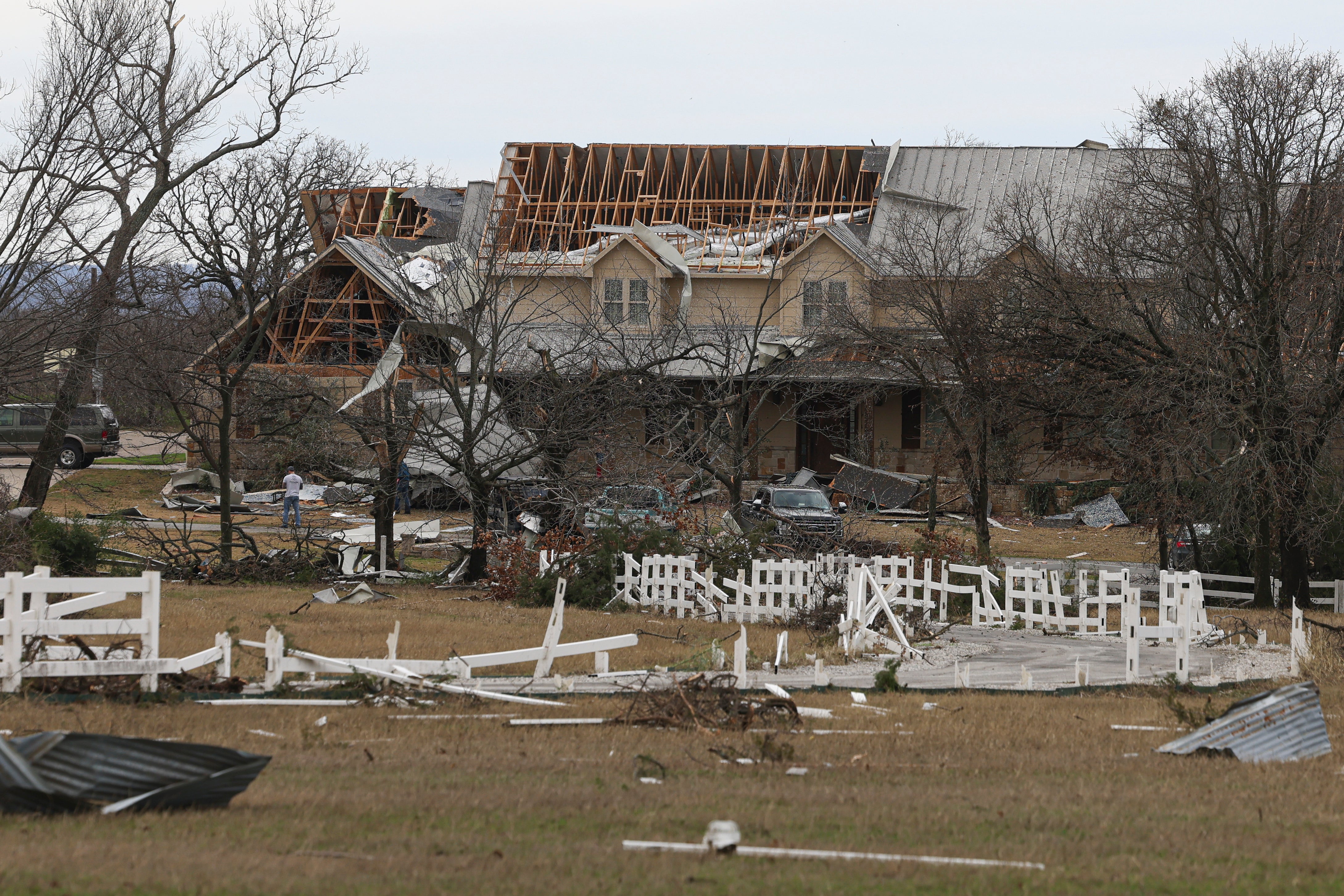 A home after a possible tornado swept through near Decatur, Texas on 13 December