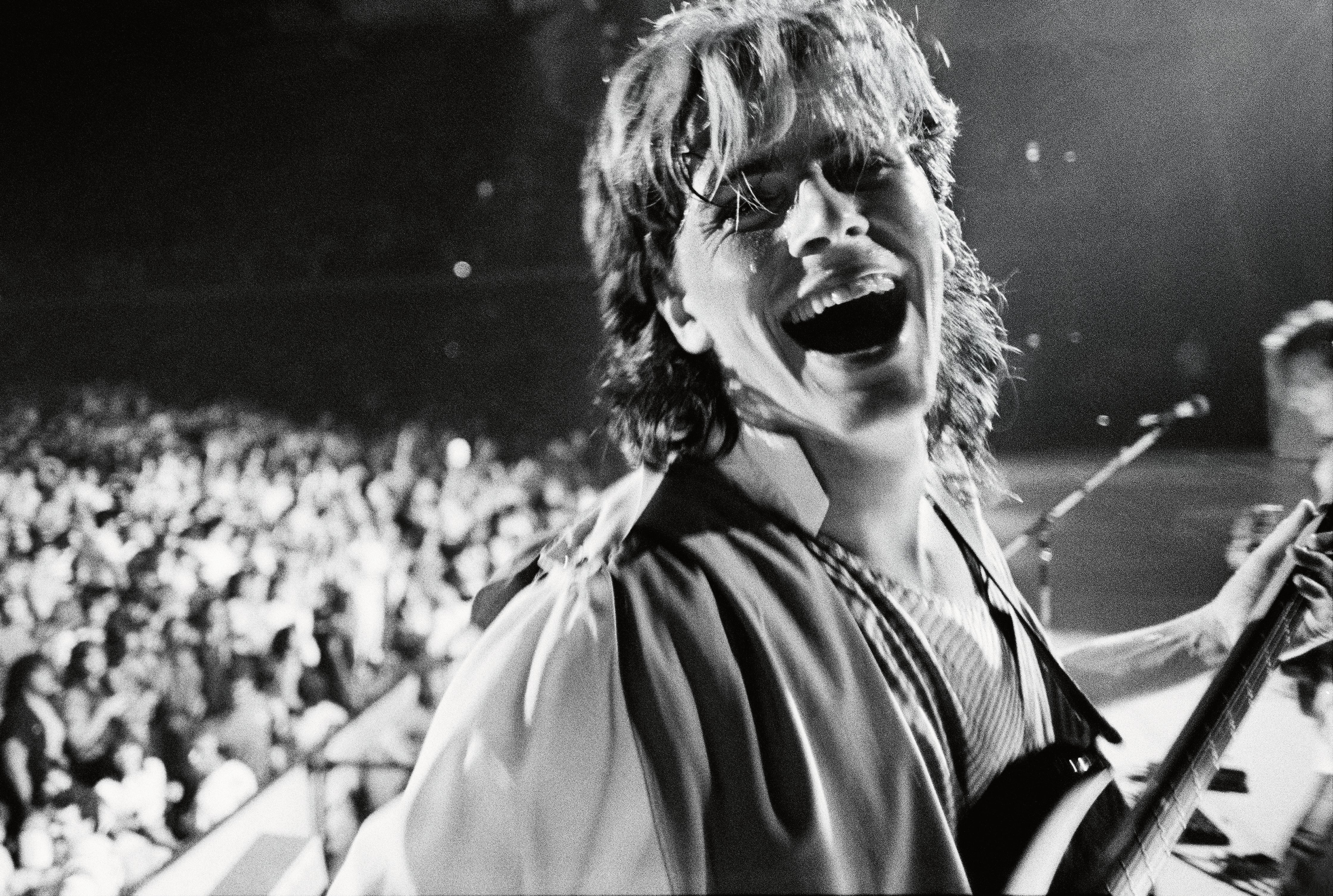 Pure happiness. John Taylor on stage in the USA, 1984. Durn Duran at their peak