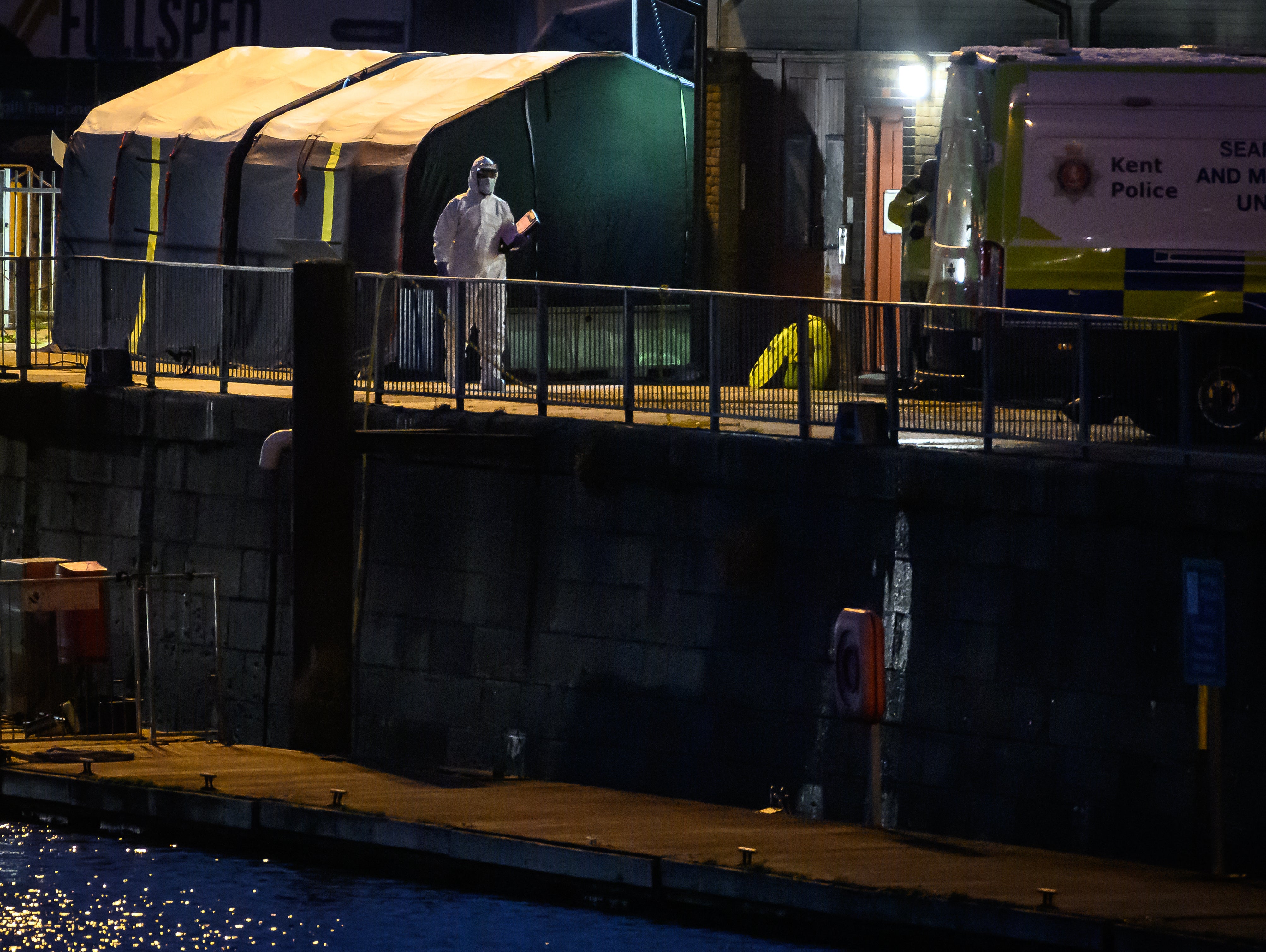 Kent Police Search and Marine Unit and emergency services at the RNLI Lifeboat Station