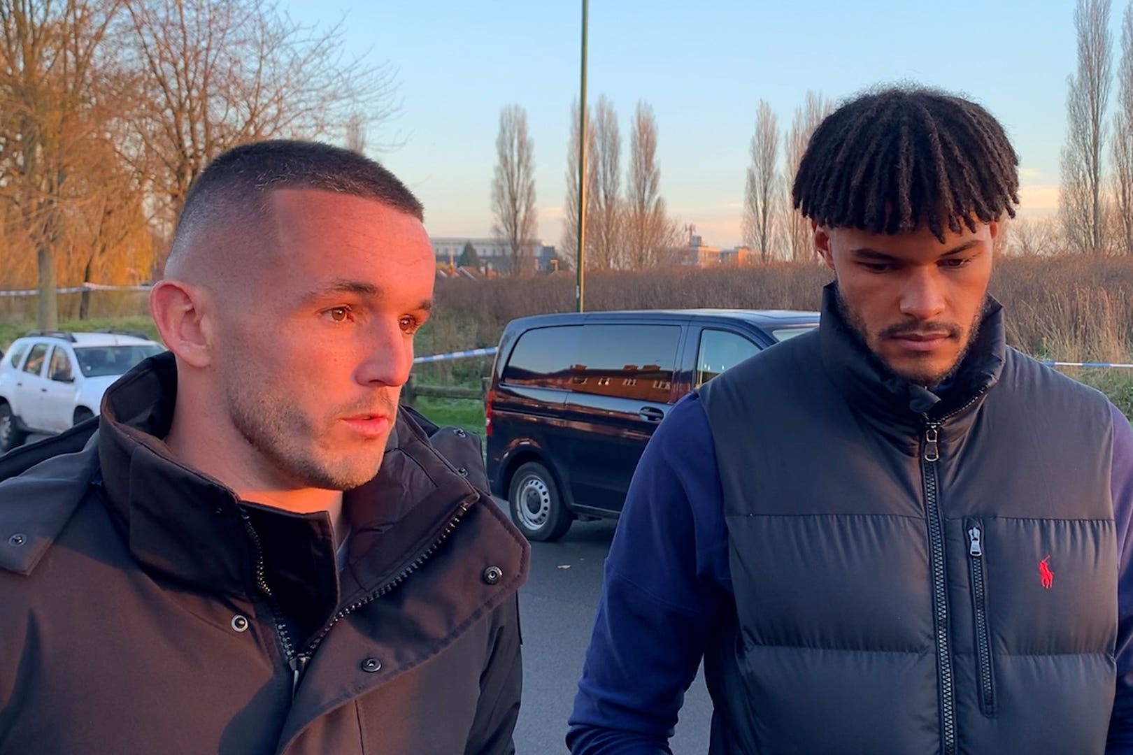 Aston Villa duo John McGinn and Tyrone Mings paid their respects to the children who died in a frozen lake (Richard Vernalls/PA)