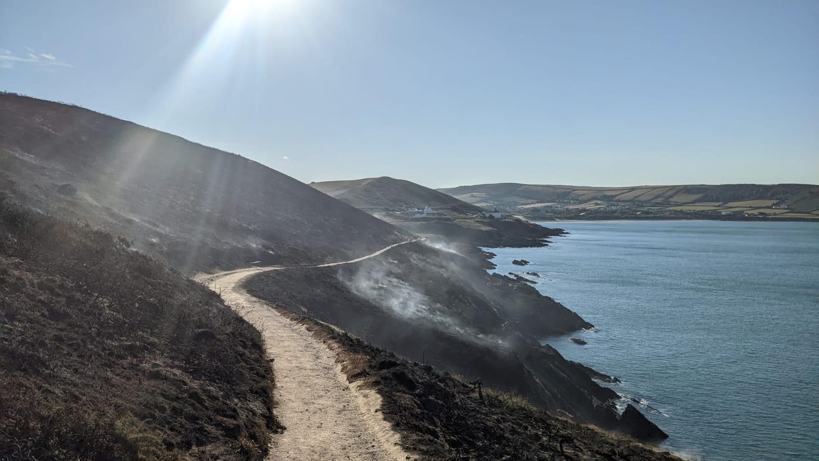 The impact of a fire at Baggy Point in Devon in September