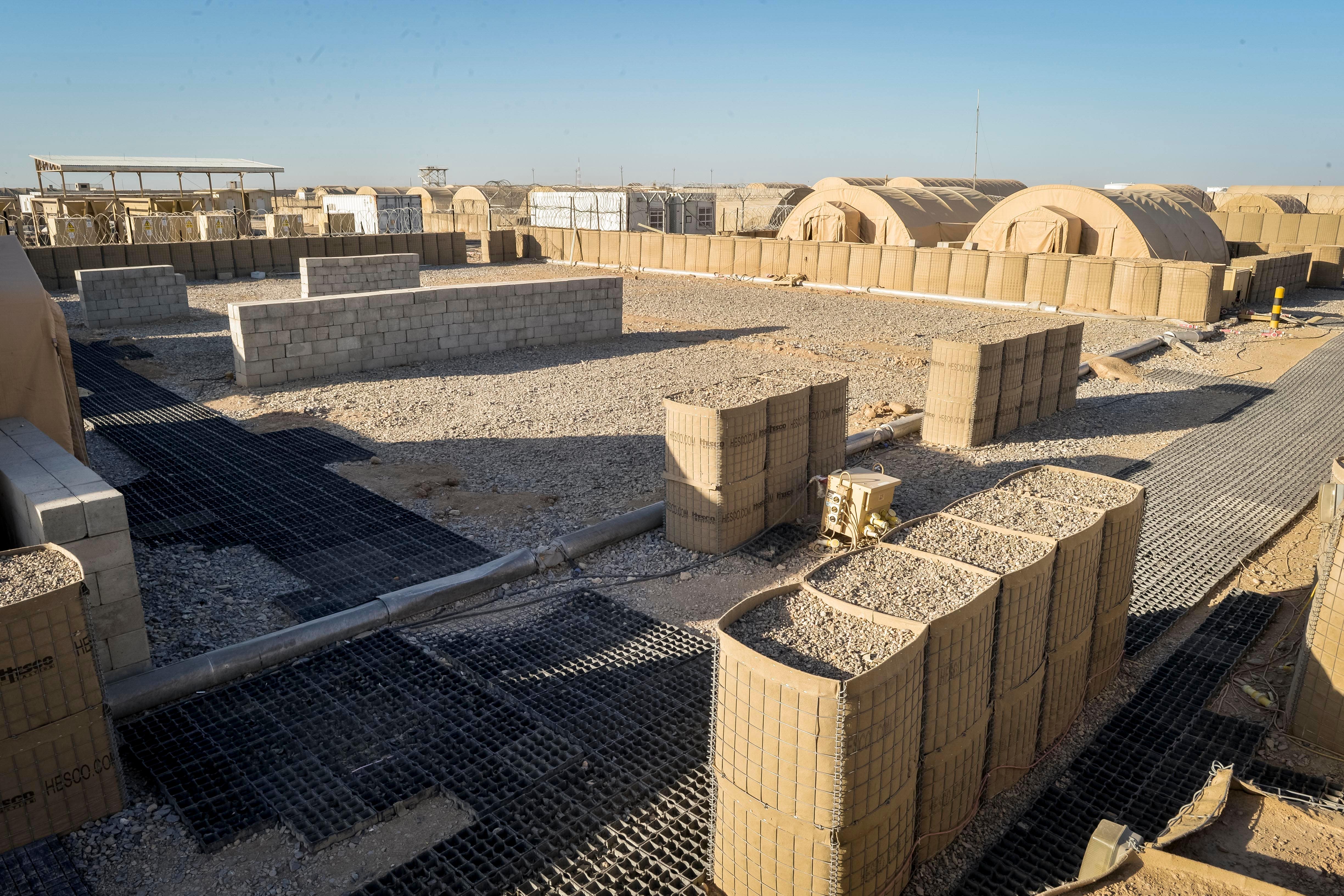 Gaps where there used to be soldiers tented accommodation in Camp Bastion, Afghanistan (Ben Brchall/PA)