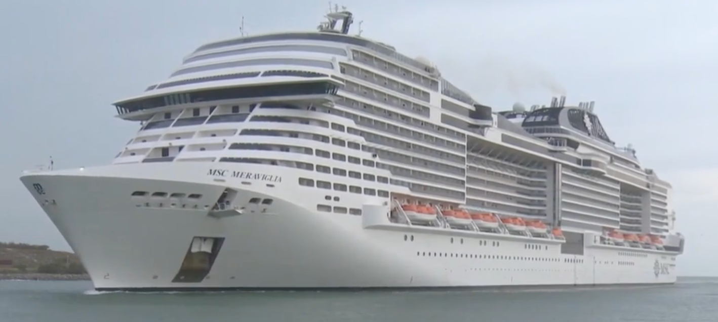 A woman died after falling from the Meraviglia cruise ship, the Coastguard says