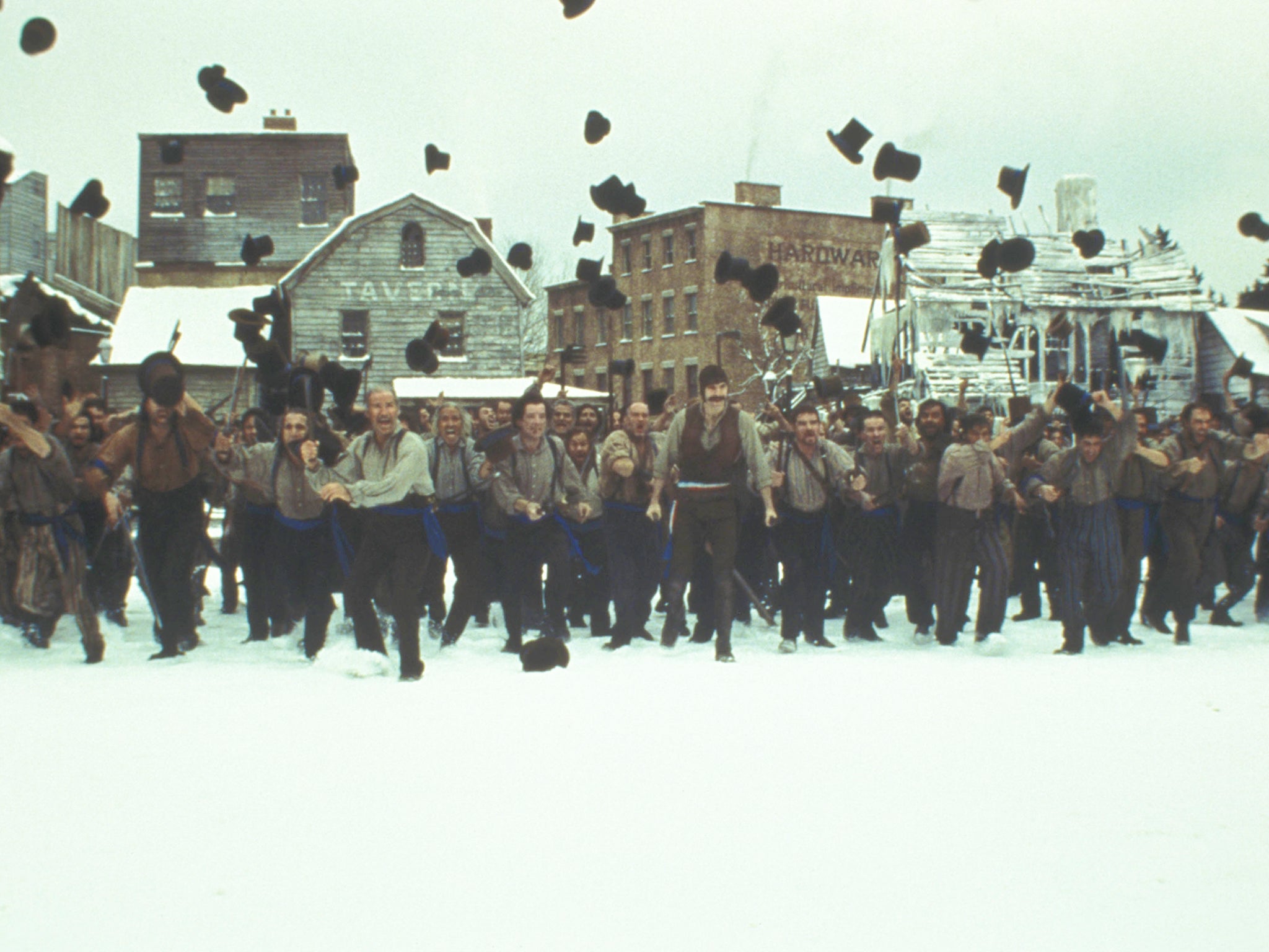 Daniel Day-Lewis (centre) leads the Natives in ‘Gangs of New York’