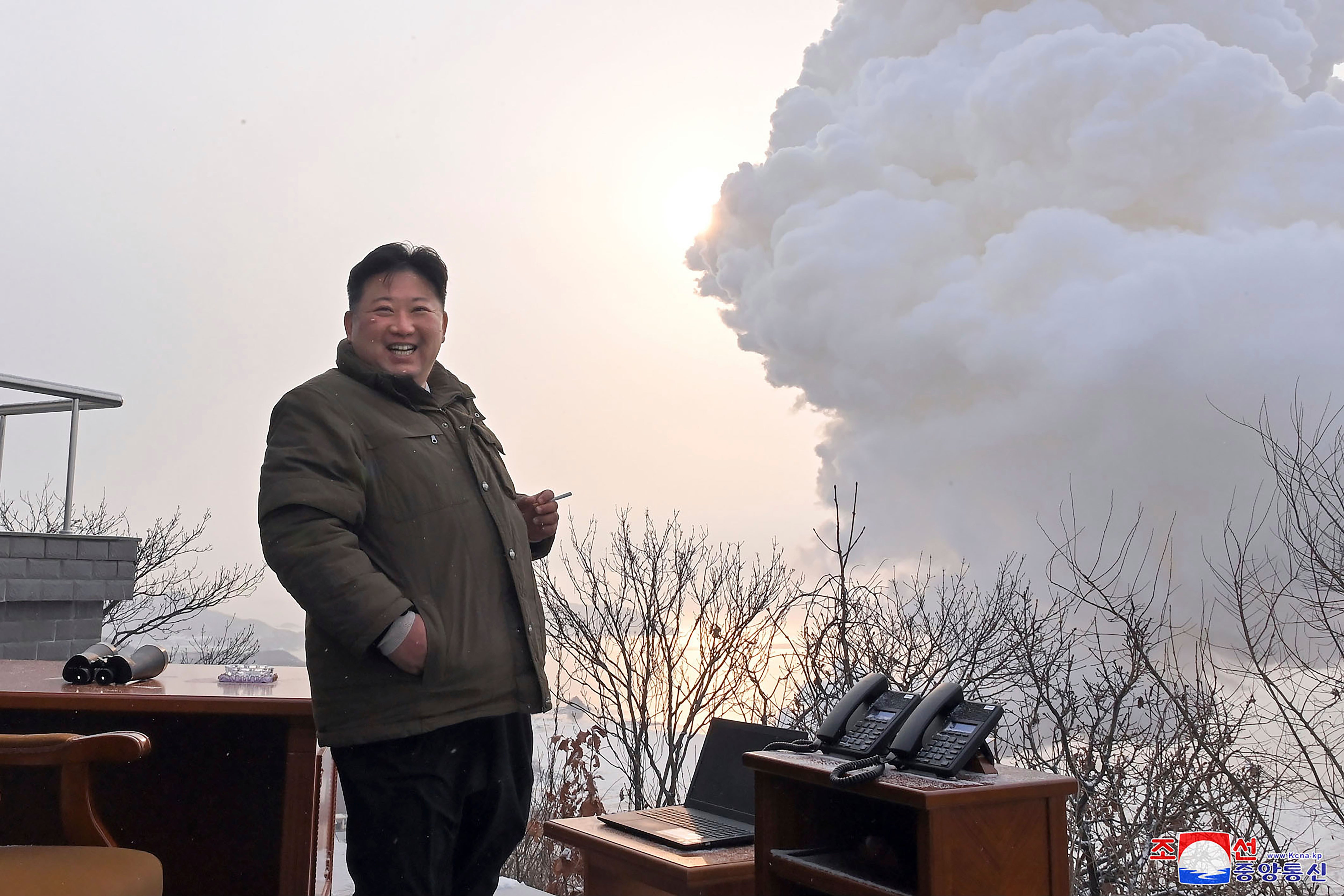 North Korean leader Kim Jong Un supervise what it says a test of “high-thrust solid-fuel motor” at the Sohae satellite launching ground in North Korea