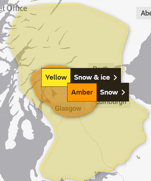 The Met Office upgraded their weather warning to amber for snow in parts of Scotland