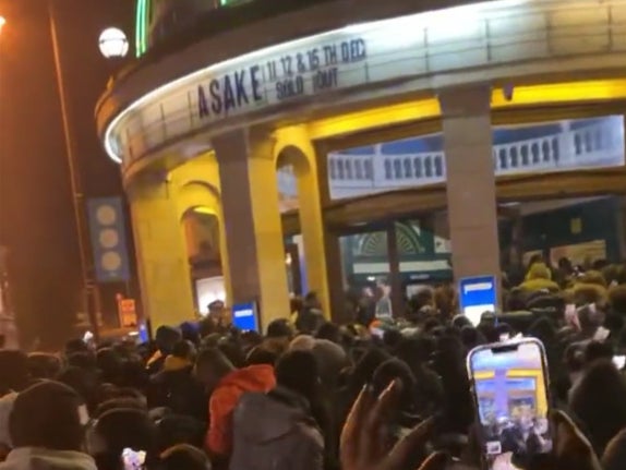 Large crowds gathered outside the venue in south London before the concert