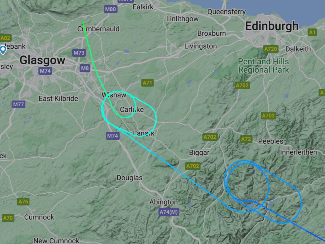 Holding firm: Flightpath of Emirates flight from Dubai to Glasgow