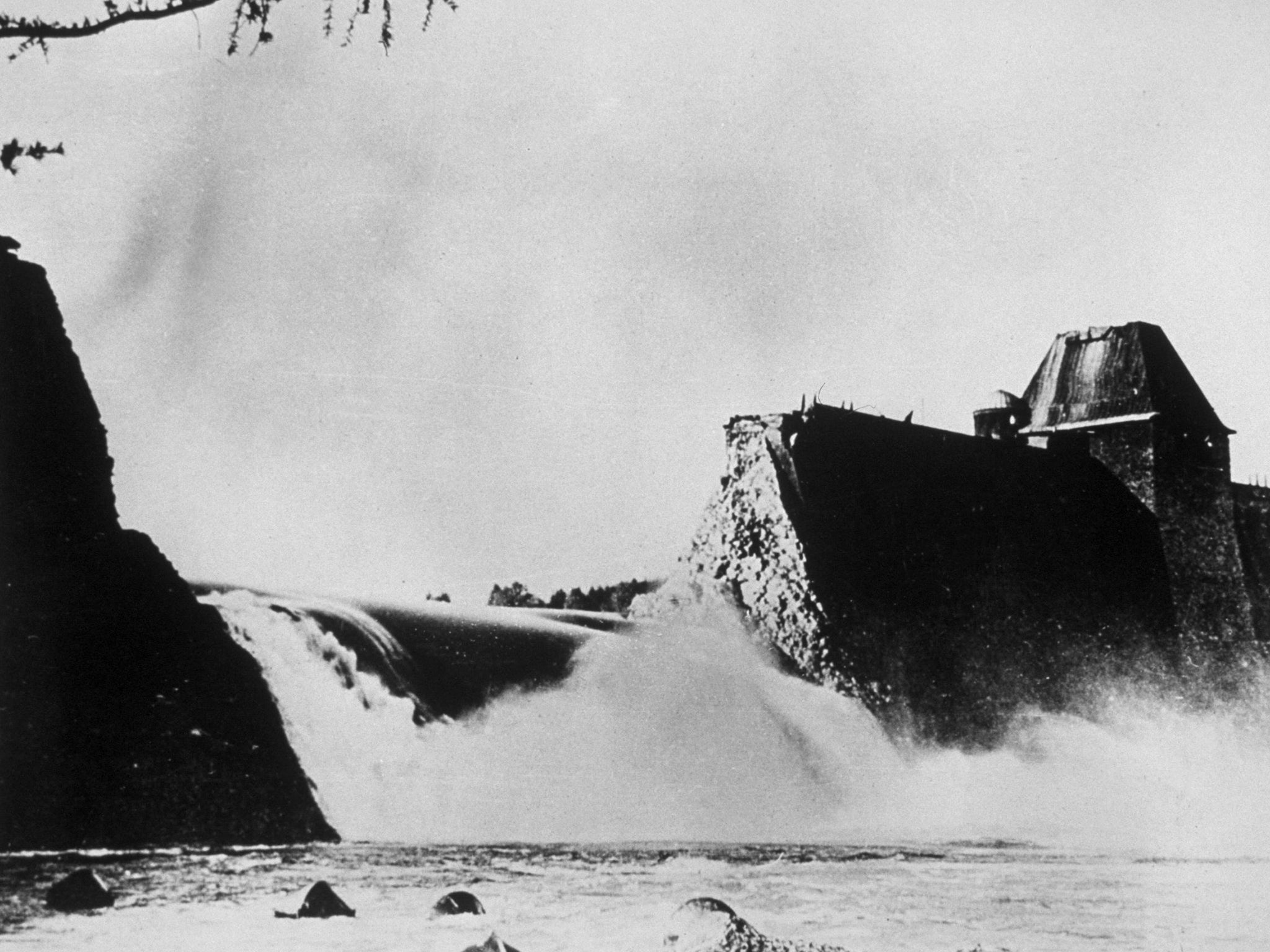 The Mohne Dam is pictured after being breached in the May 1943 raid