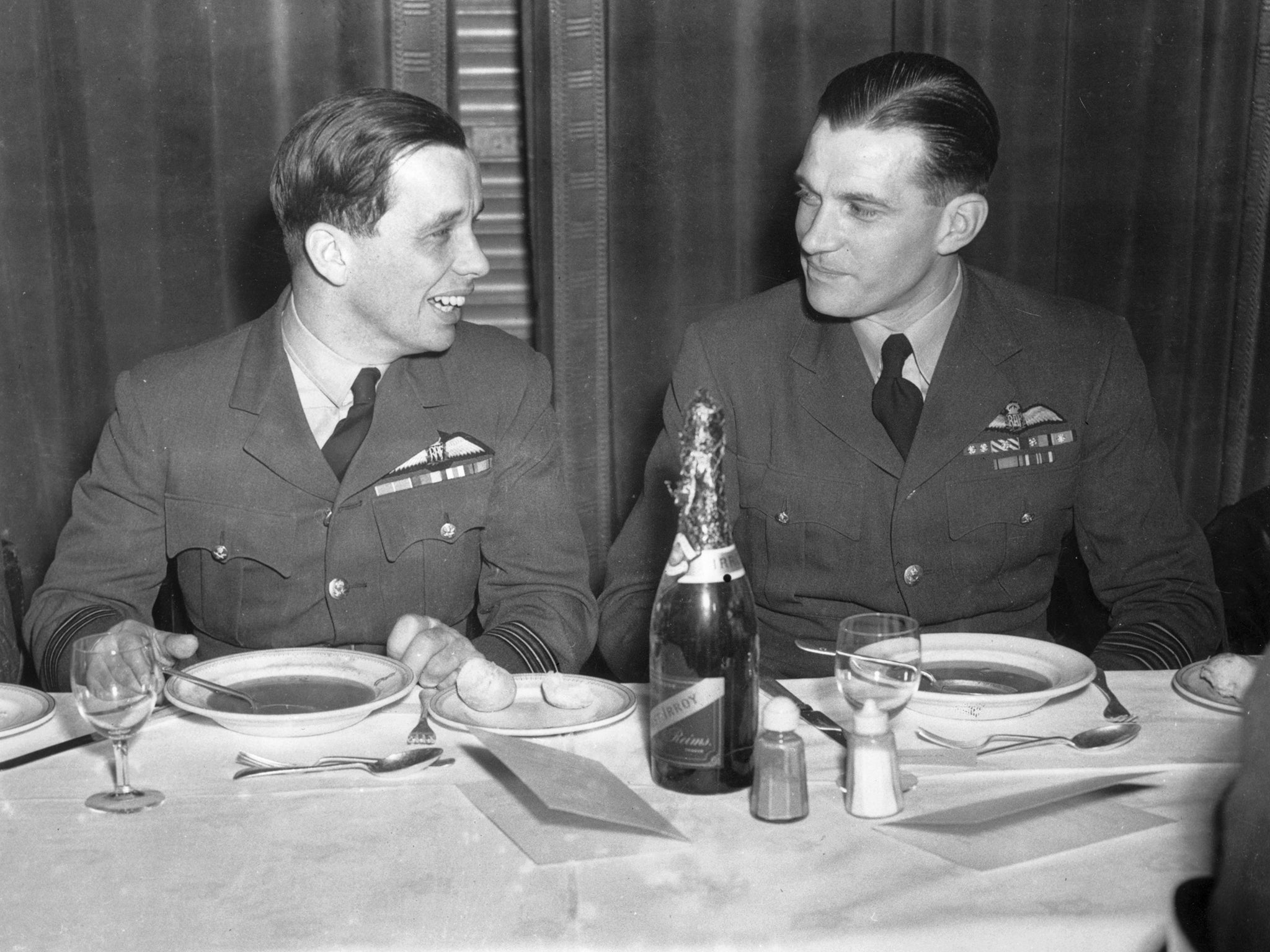 Johnson, right, at an RAF reunion in 1946