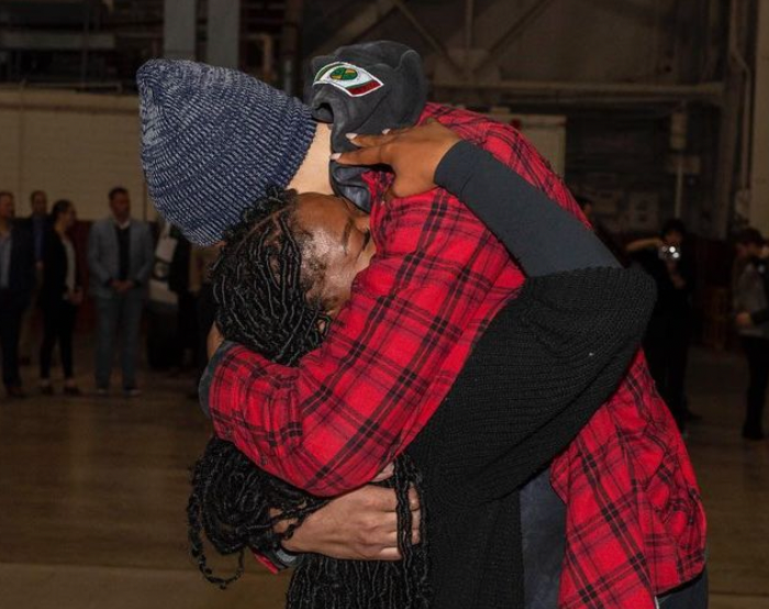 Brittney Griner embraces her wife Cherelle after returning to US soil