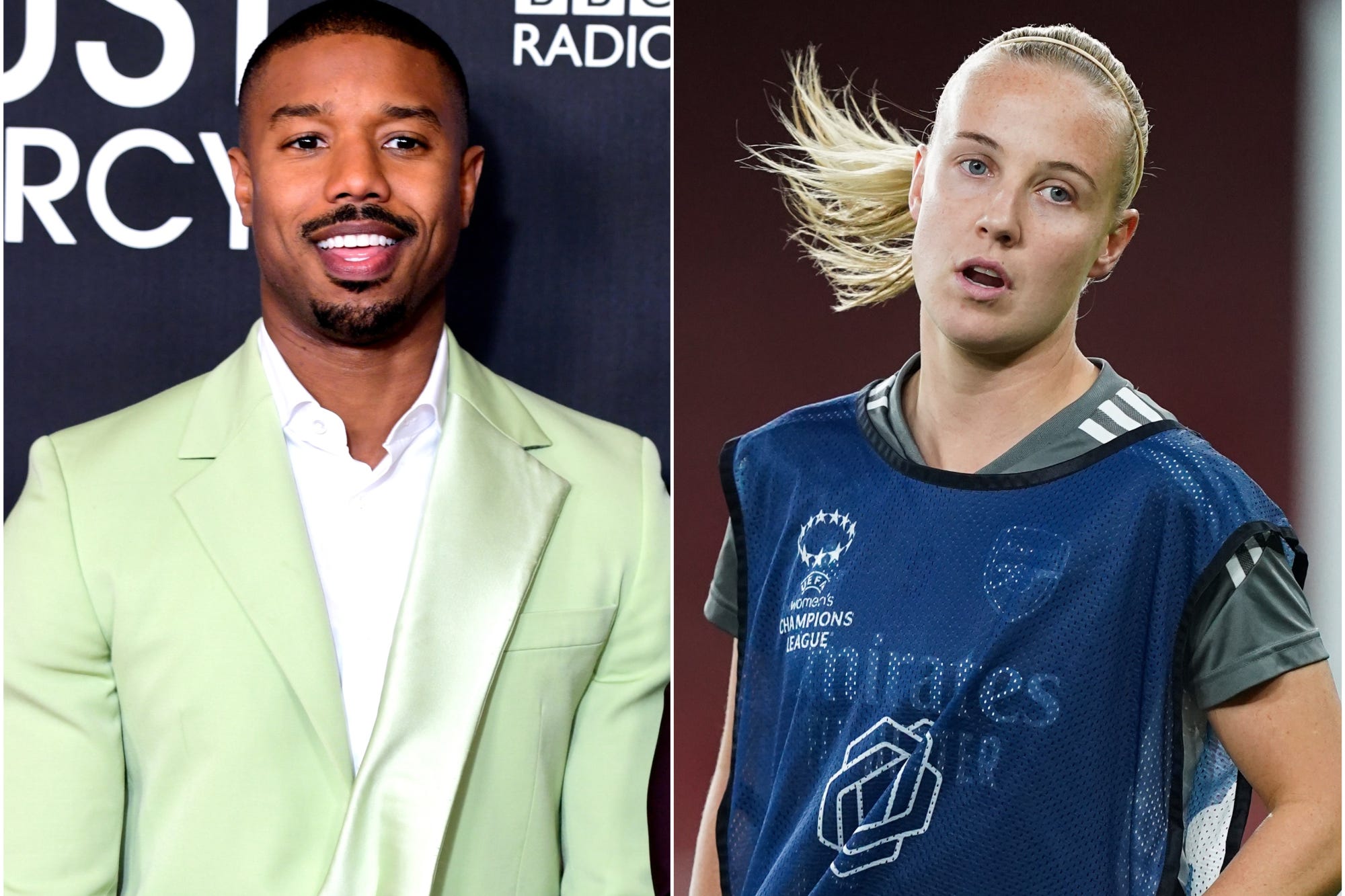 Michael B Jordan (left) and Beth Mead (Ian West/James Manning/PA)