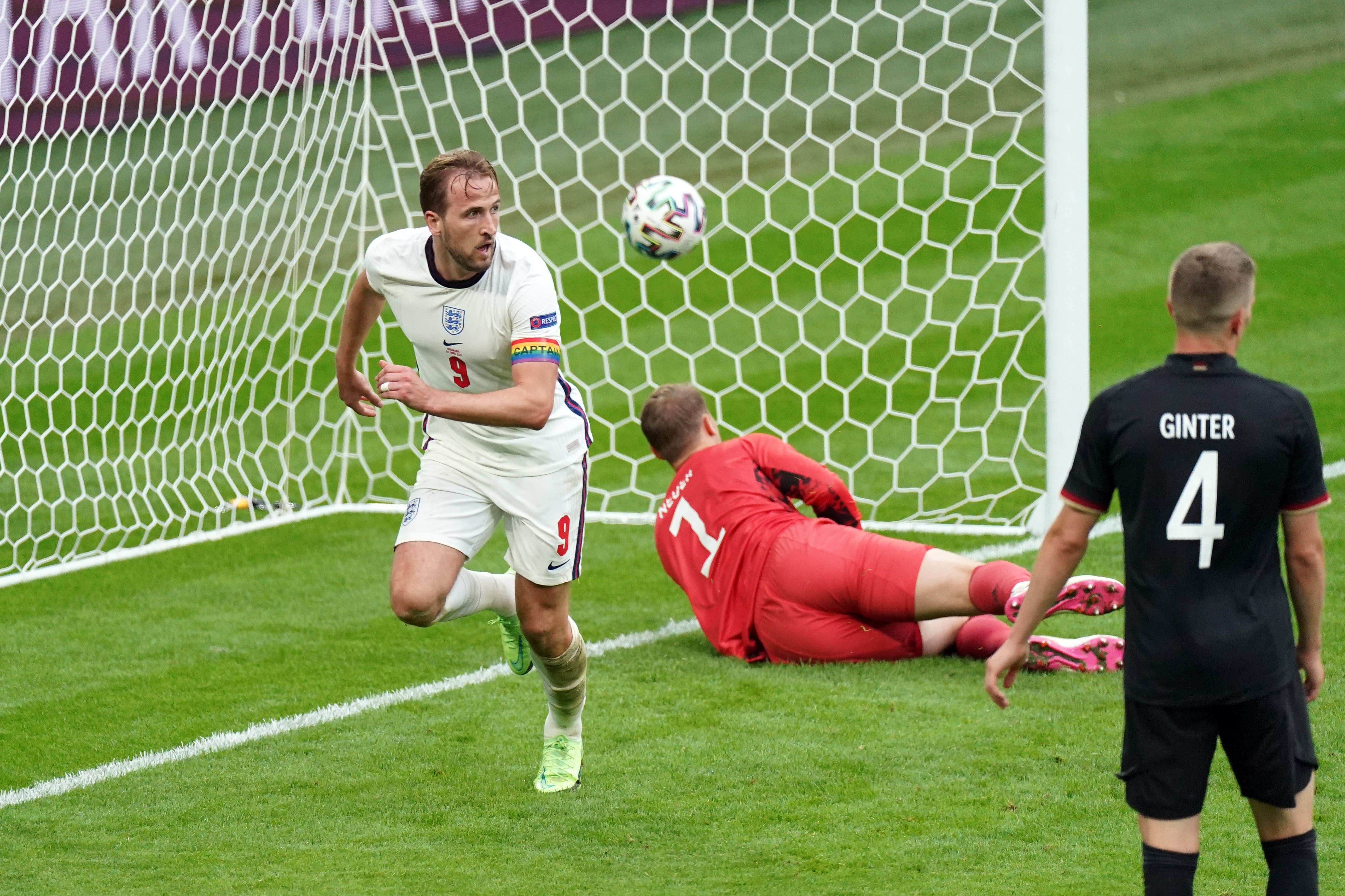 Harry Kane celebrates against Germany