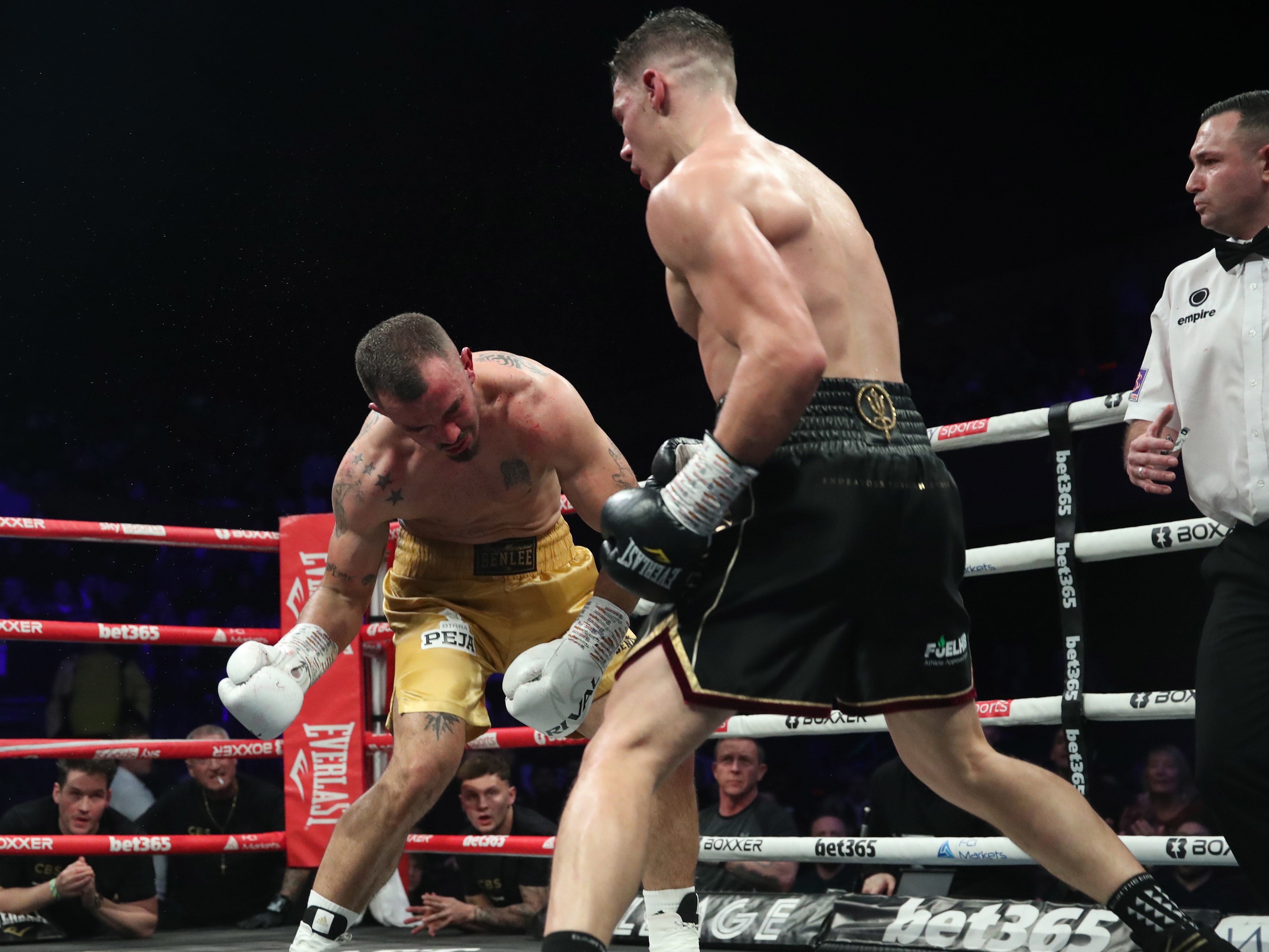 Chris Billam-Smith (right) knocked out Armend Xhoxhaj in the fifth round