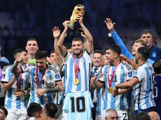 Argentina pay tribute to Diego Maradona during World Cup trophy celebrations