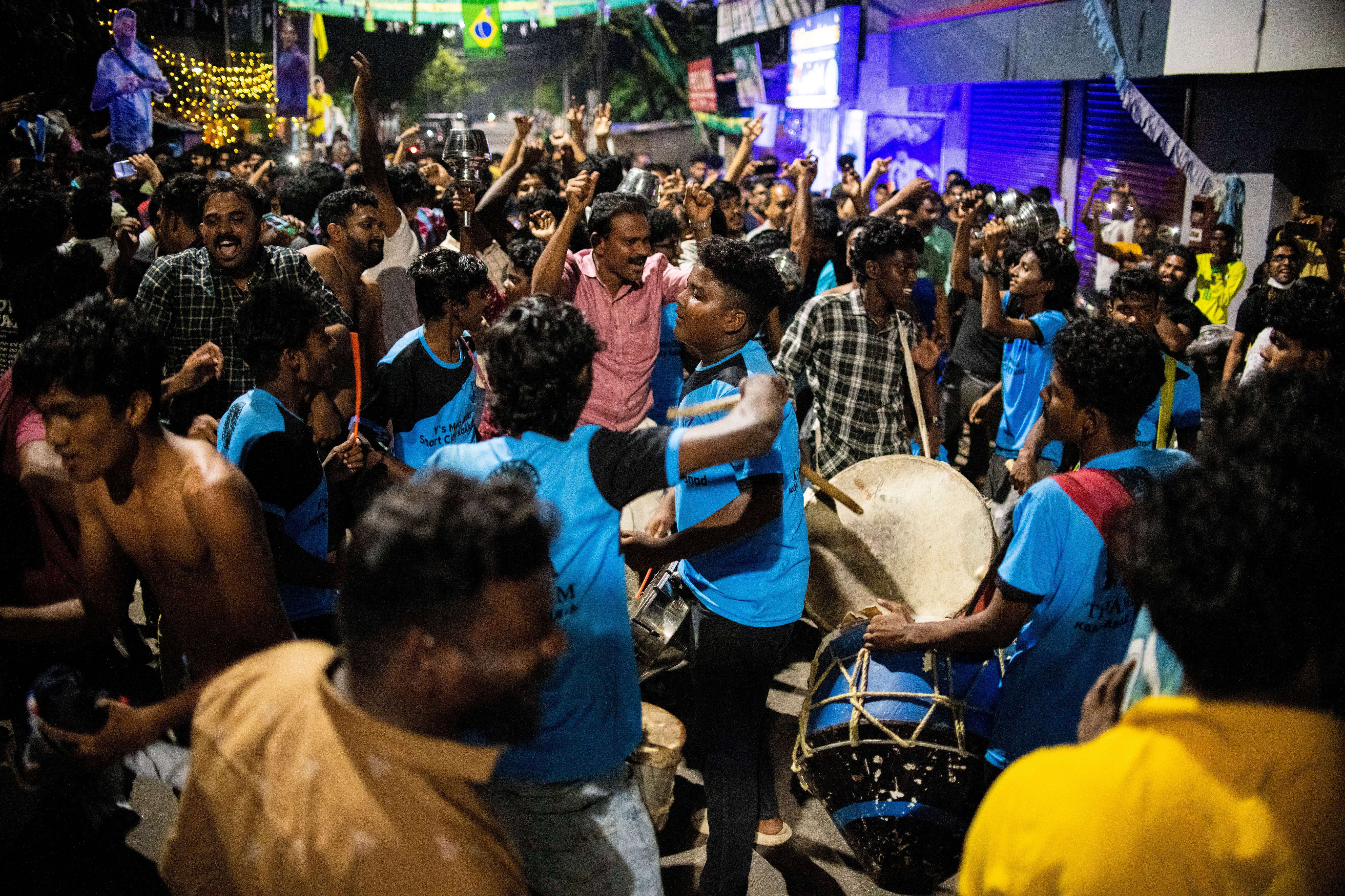 Argentina fans in Kochi in India’s Kerala state, celebrate Argentina’s victory in the World Cup final soccer match between Argentina and France in Qatar, Sunday, 18 December 2022