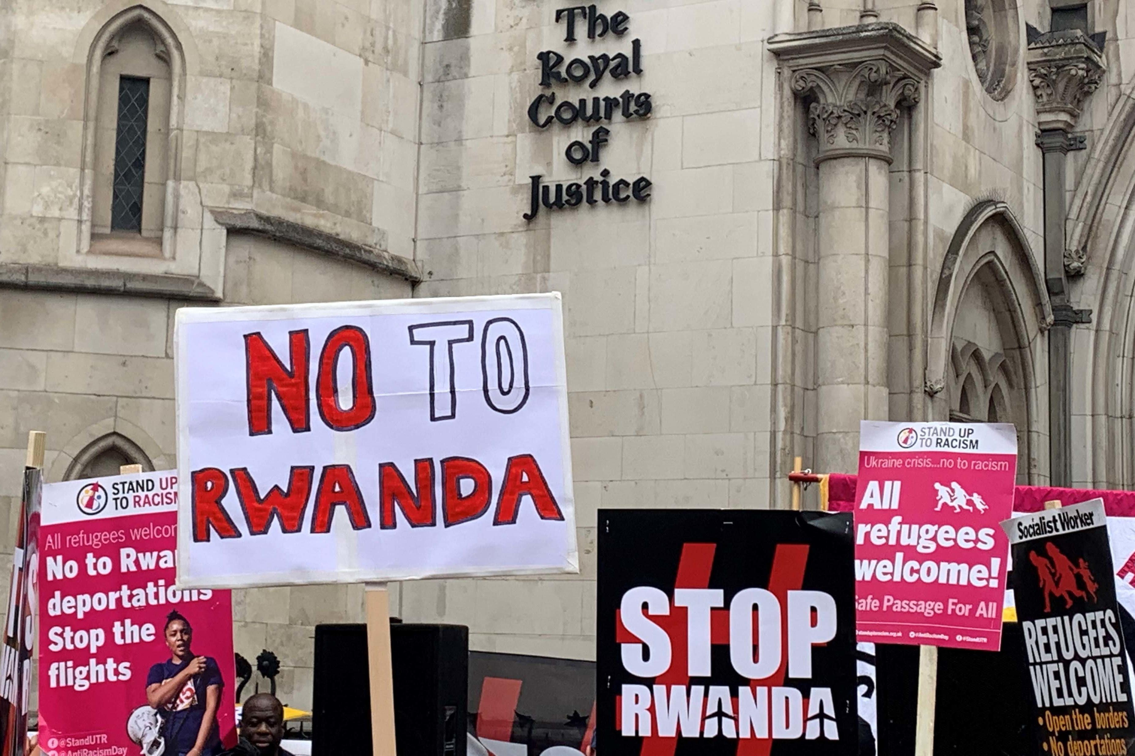 Demonstrators outside the Royal Courts of Justice in September