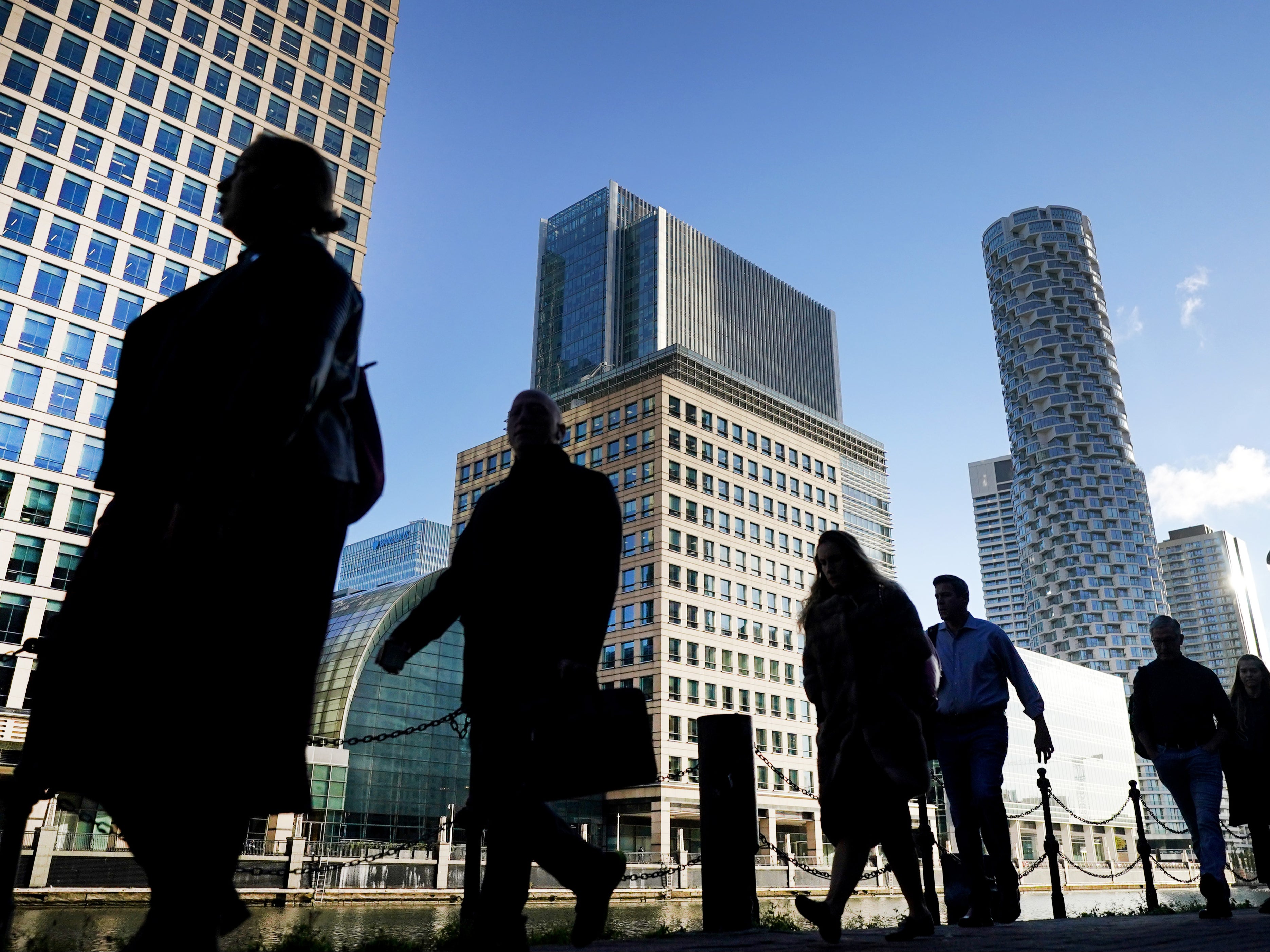 Office workers and commuters at Canary Wharf