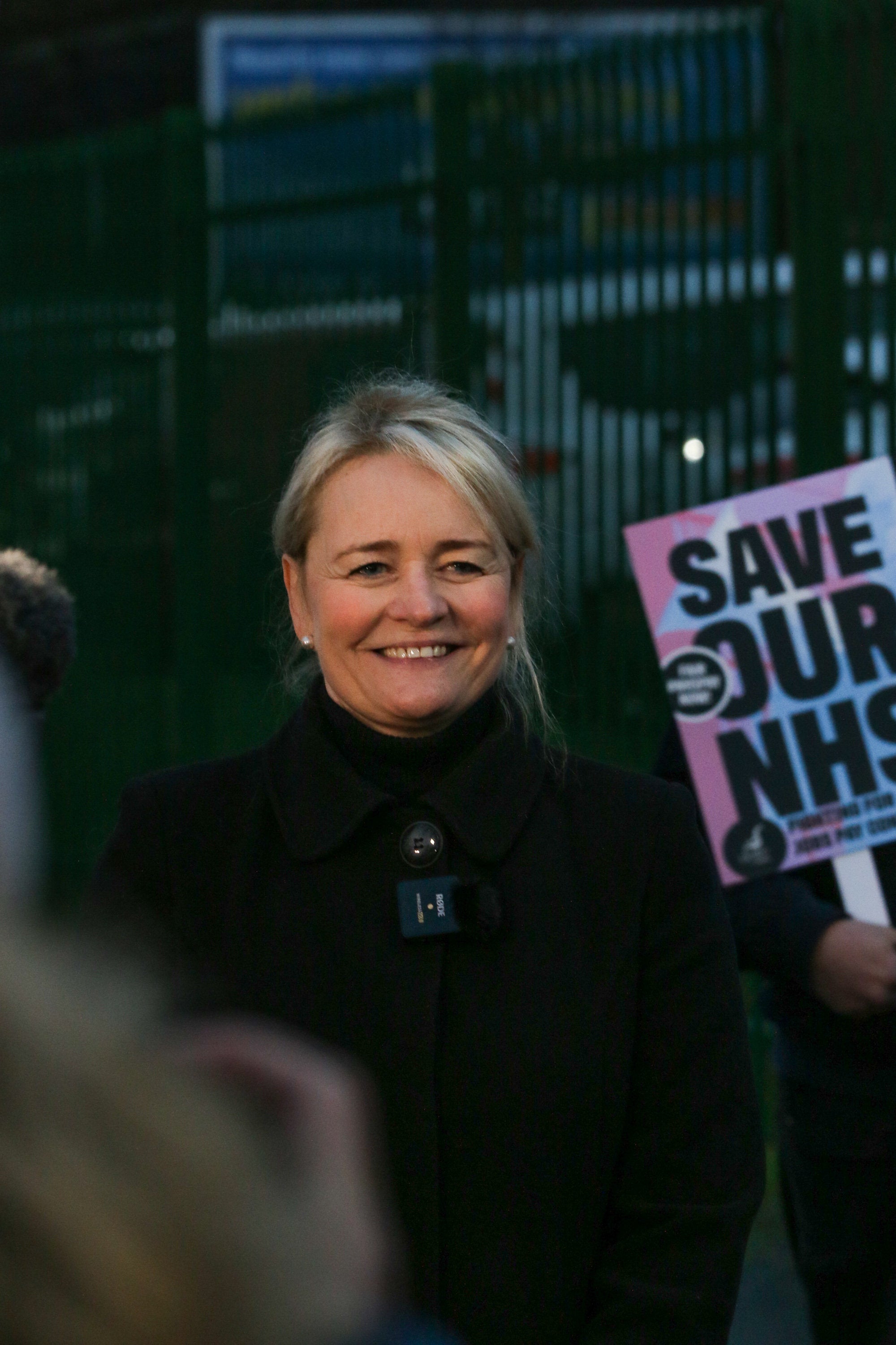 Unite’s Sharon Graham on the picket line yesterday