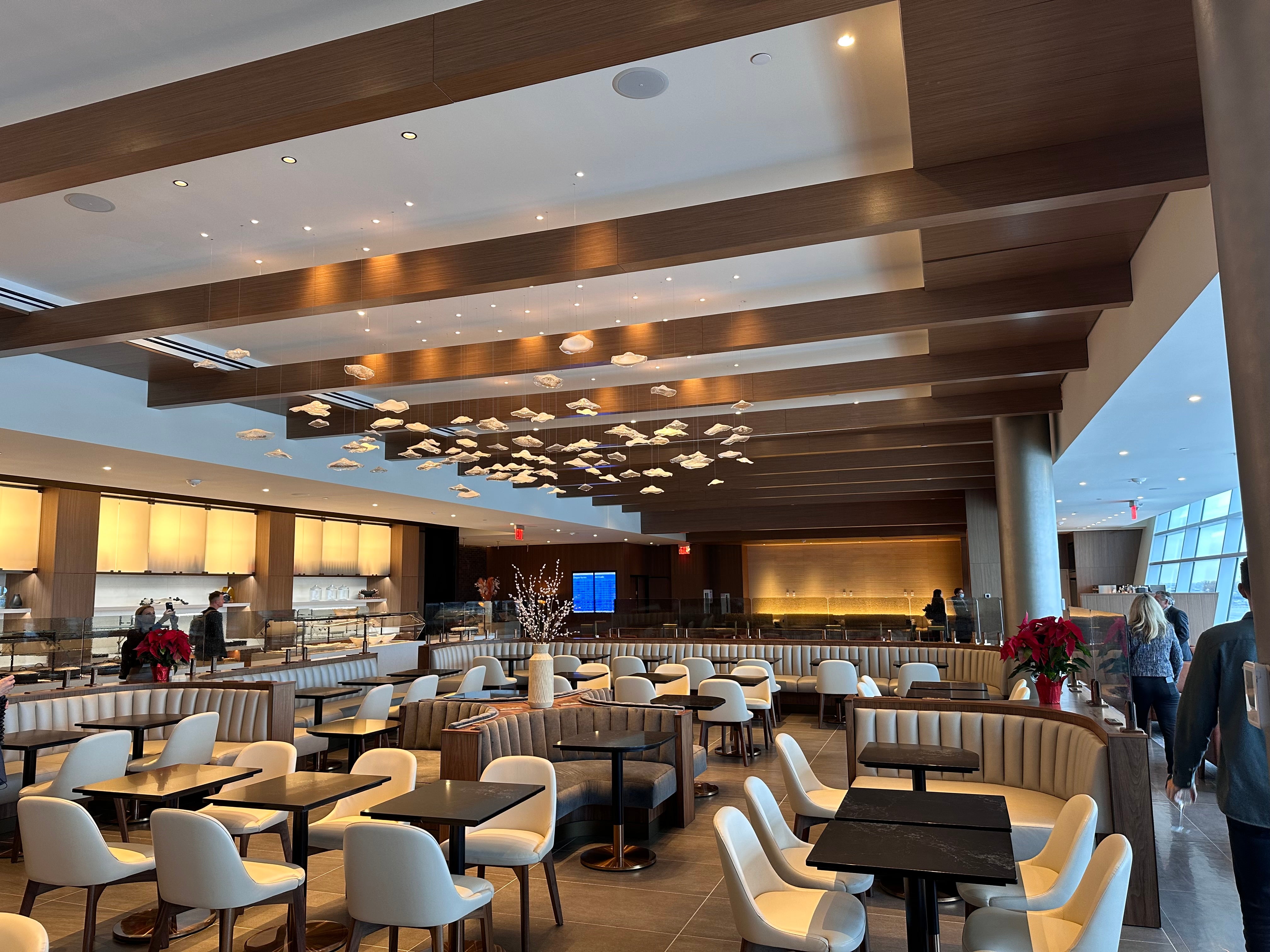 The Soho lounge features floor-to-ceiling windows