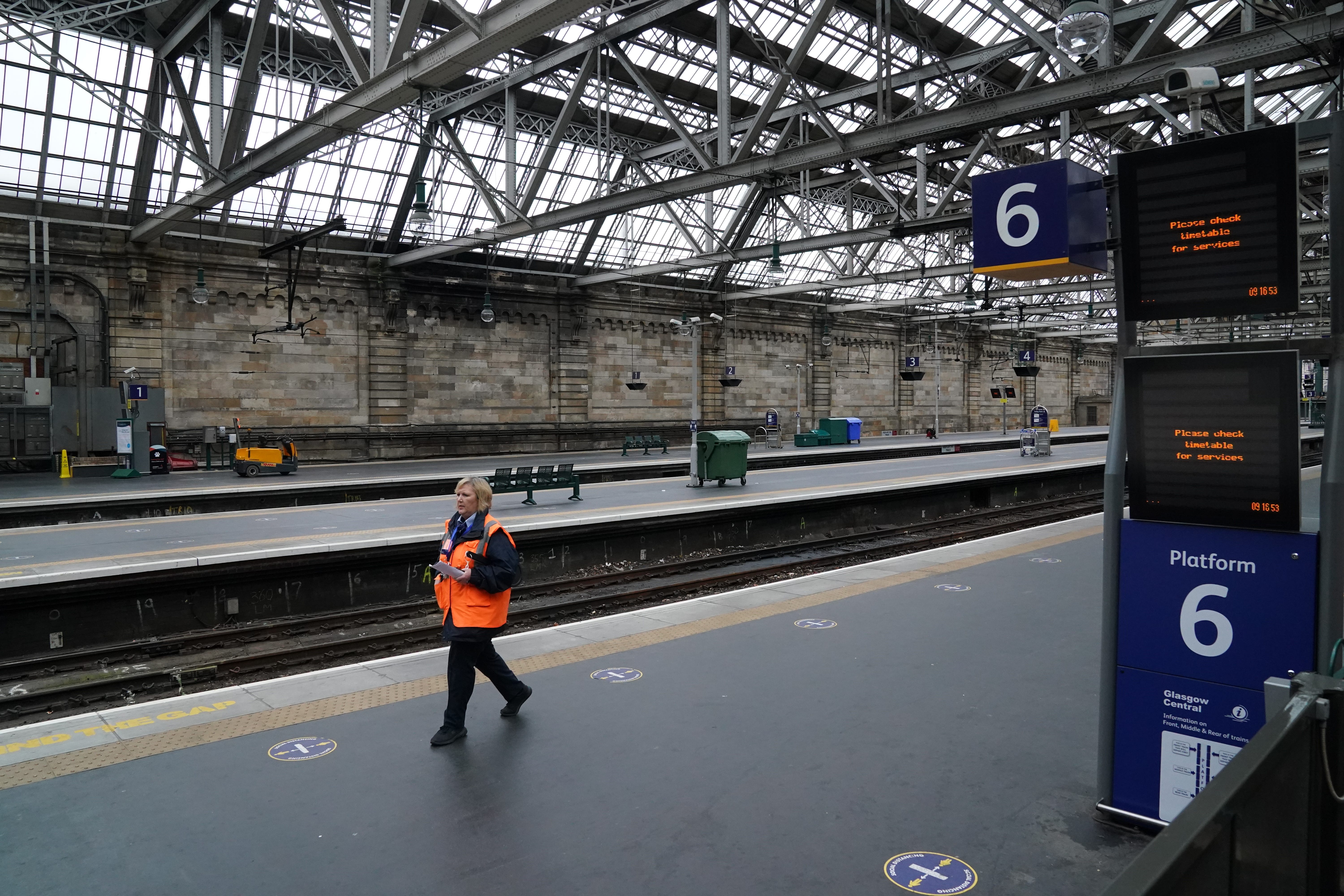 The RMT walkout will severely impact rail services in Scotland throughout the Christmas and new year period (PA)