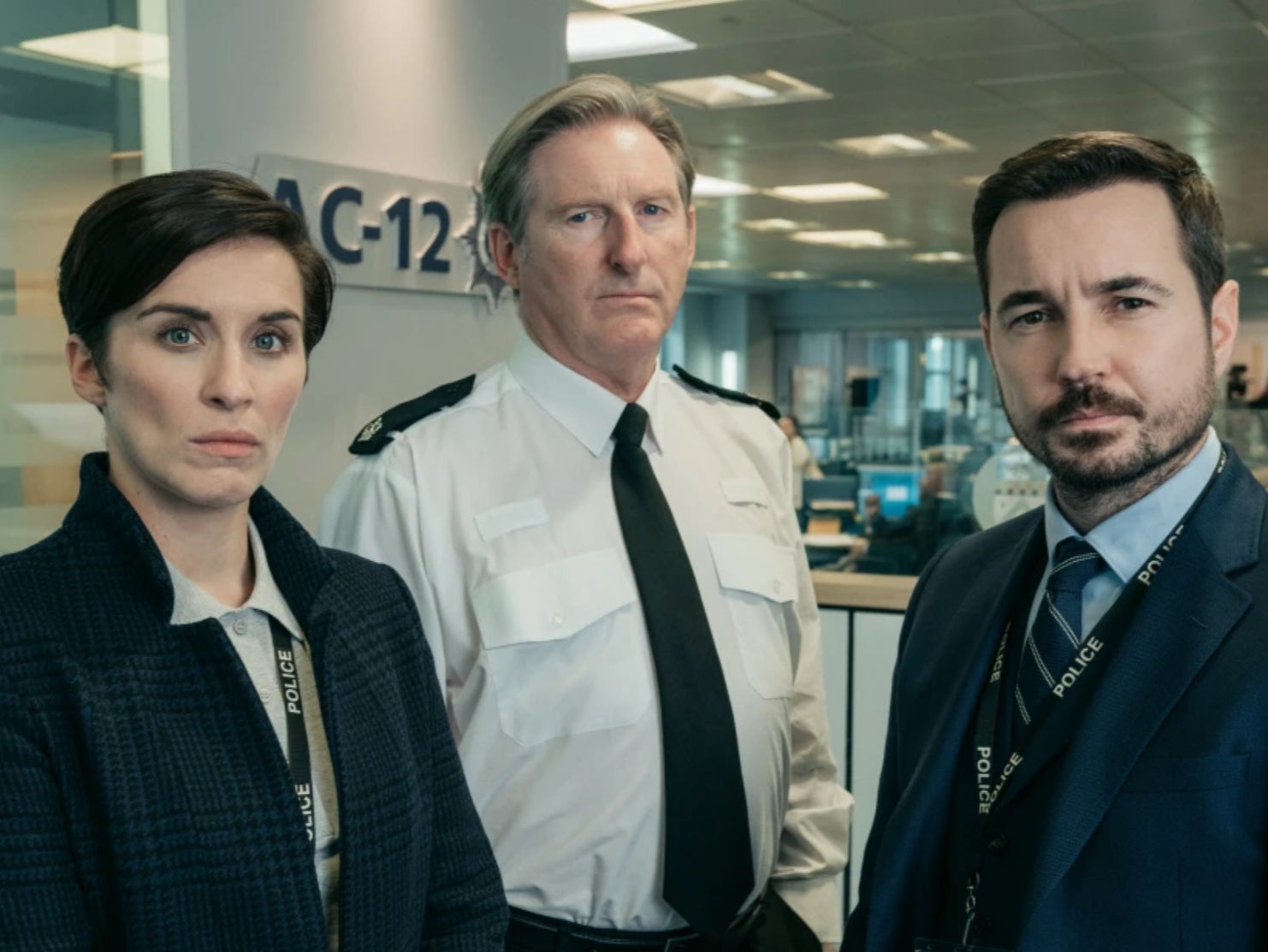 Vicky McClure, Adrian Dunbar and Martin Compston in ‘Line of Duty’