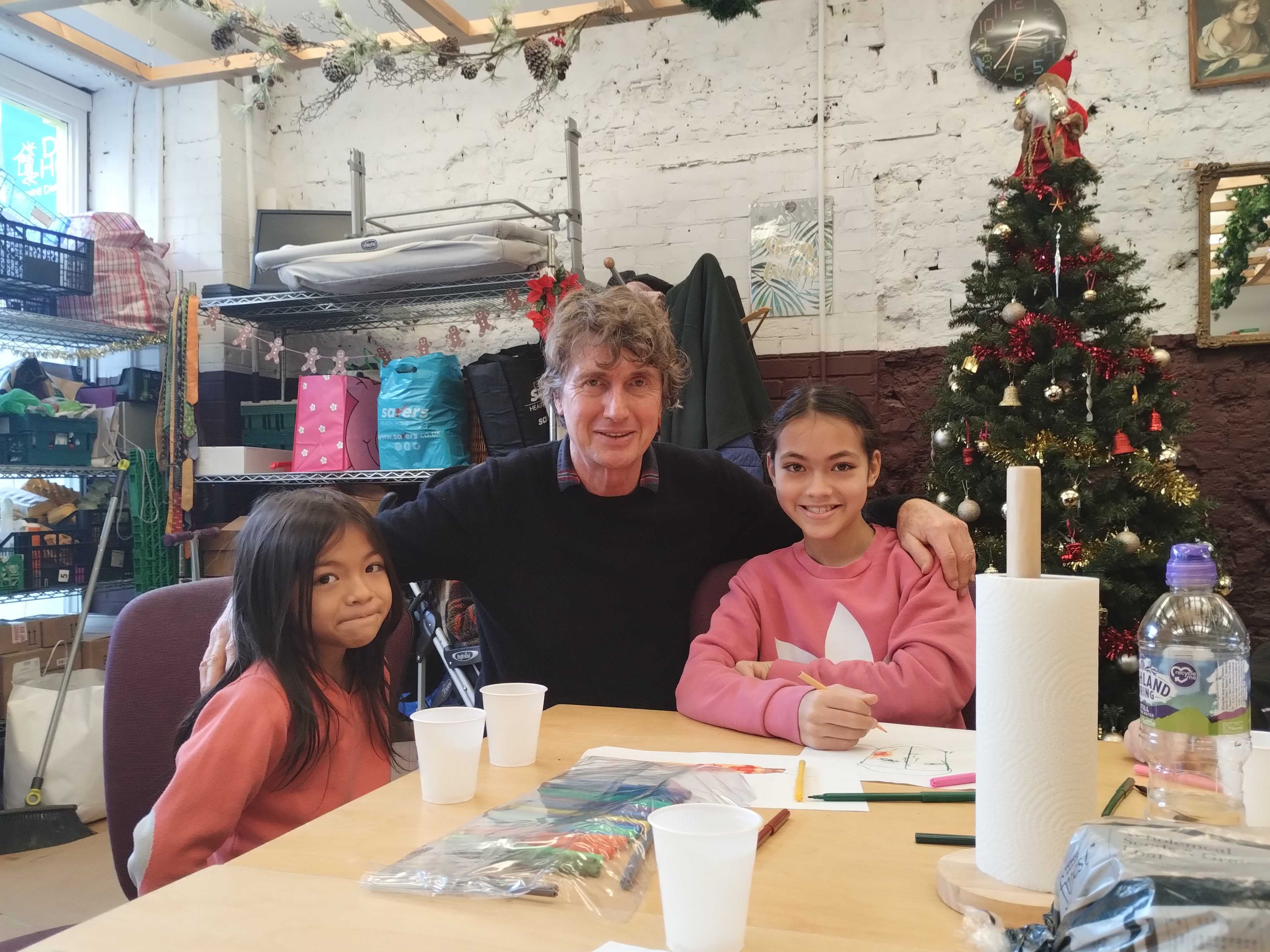 Nick de Stacpoole, pictured with two of his daughters, says there is ‘a lot of help and kindness’ around