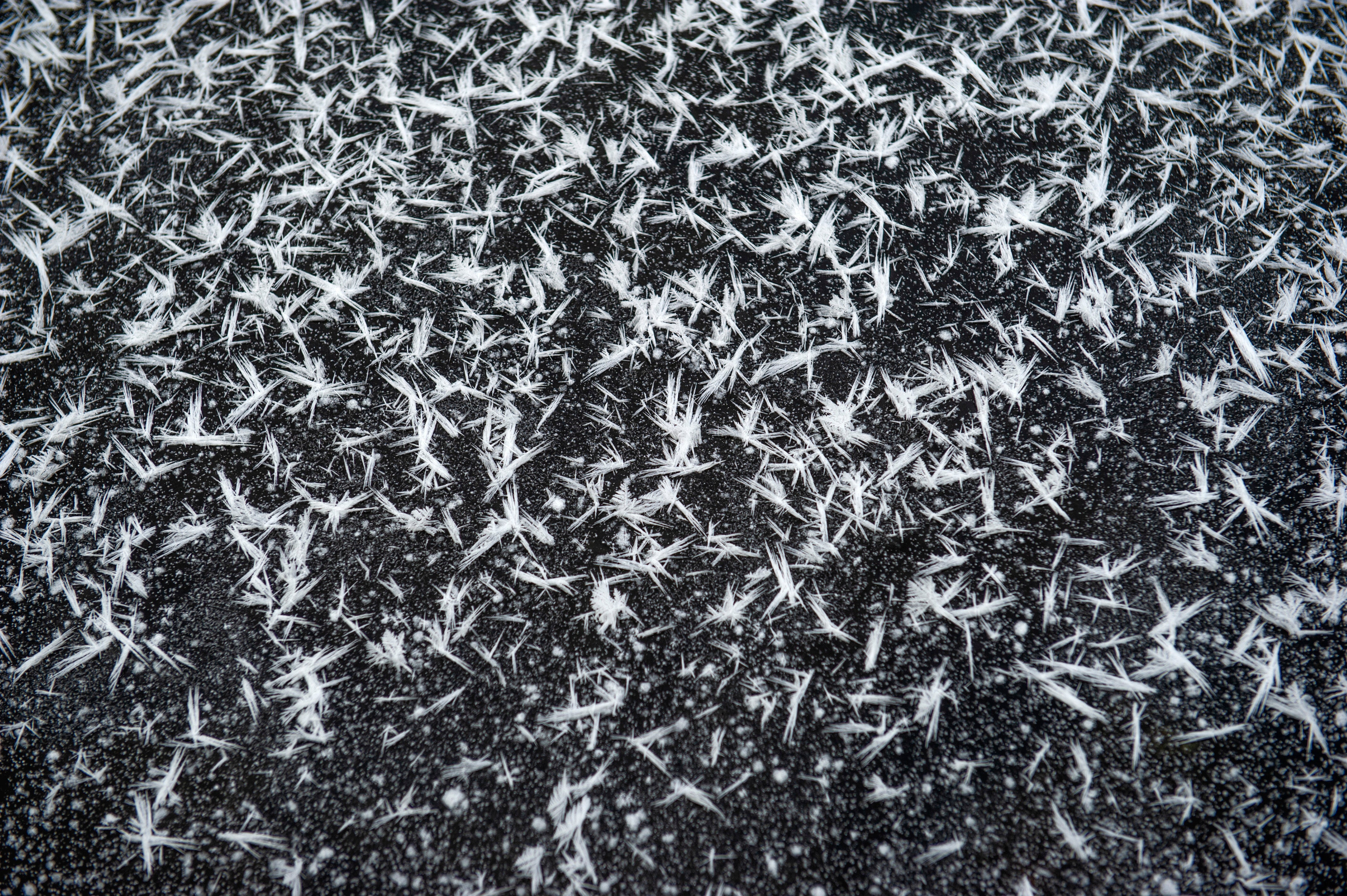 Frost crystals decorate a frozen pond at Pioneer Park in Walla Walla, Washington on Thursday