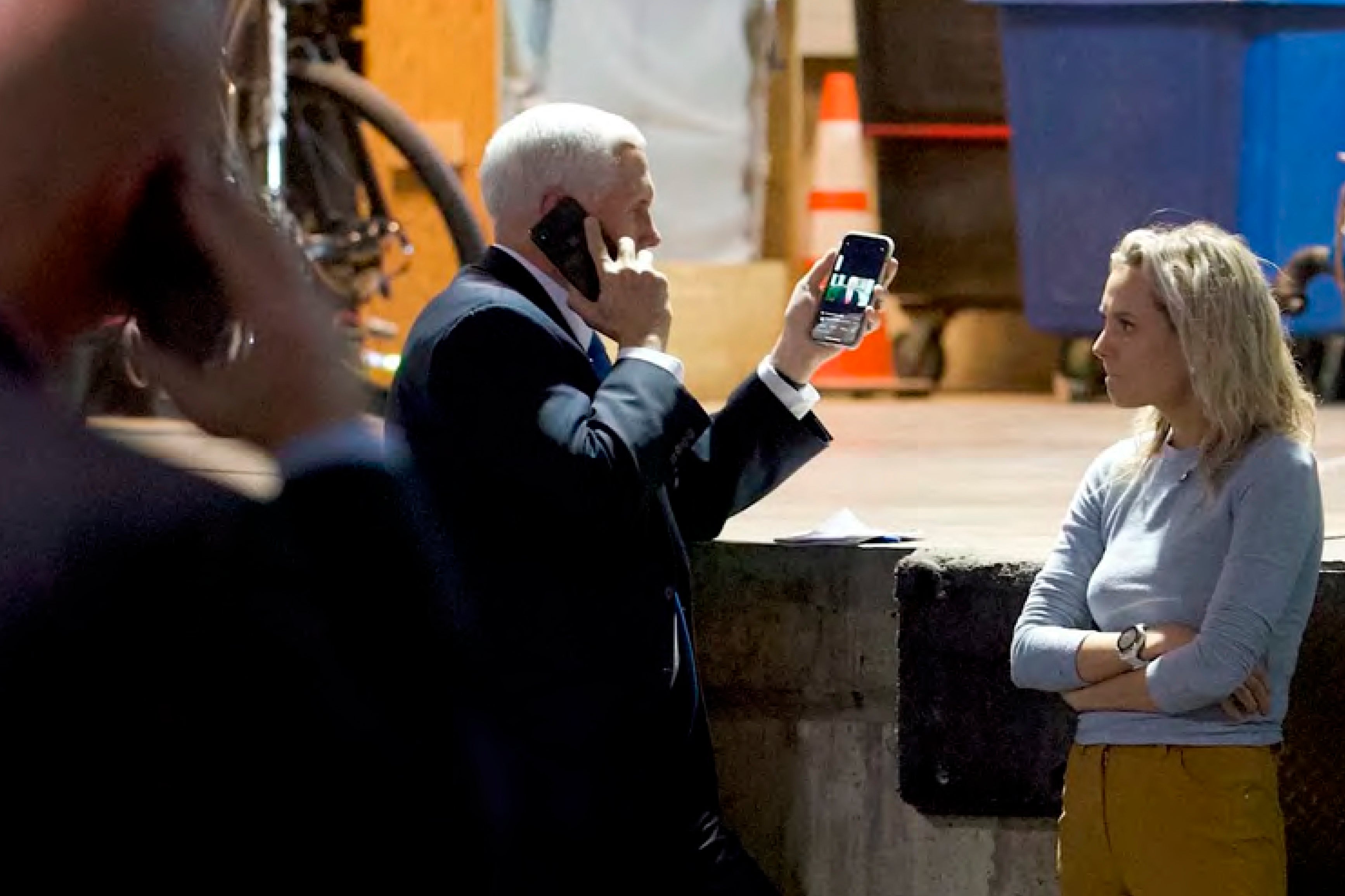 Mike Pence is seen speaking on the phone as the Captiol riot unfolded