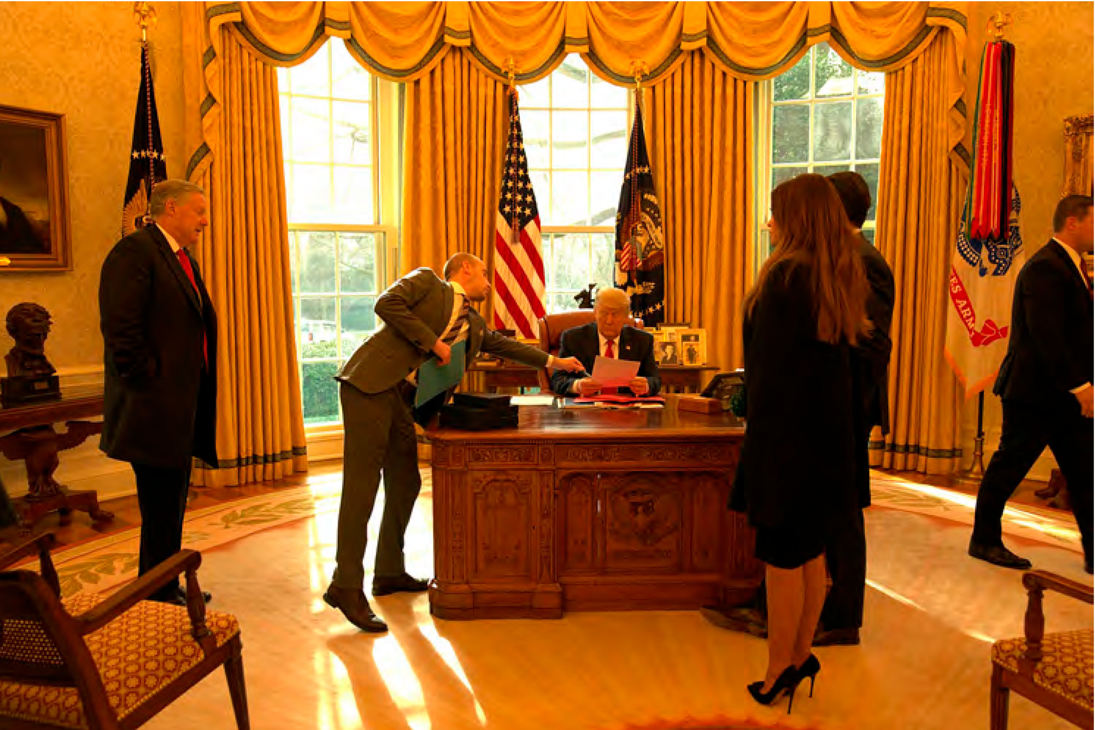 Donald Trump reviews a speech to supporters on January 6