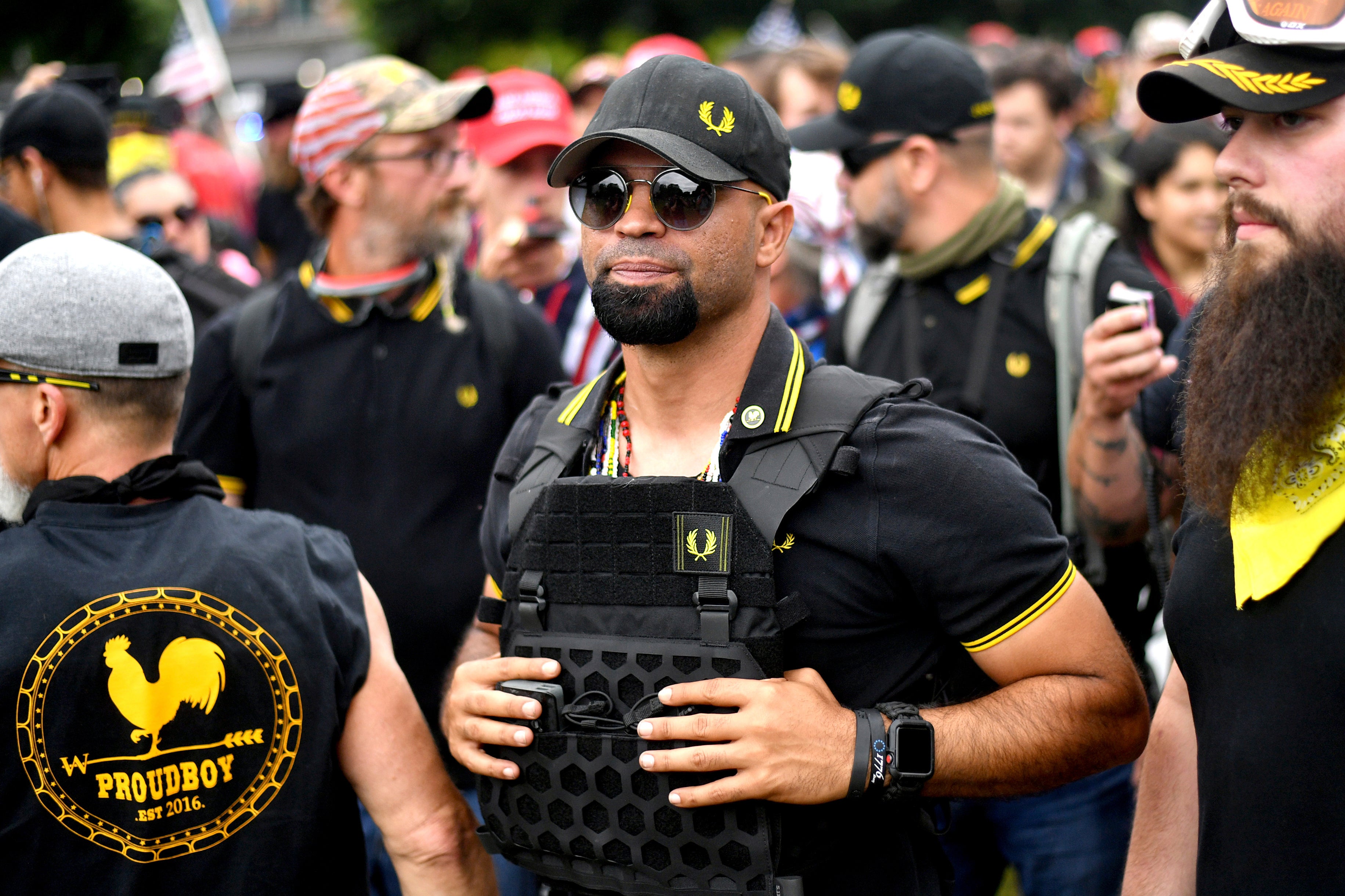 Enrique Tarrio attends a rally in Portland, Oregon in August 2019