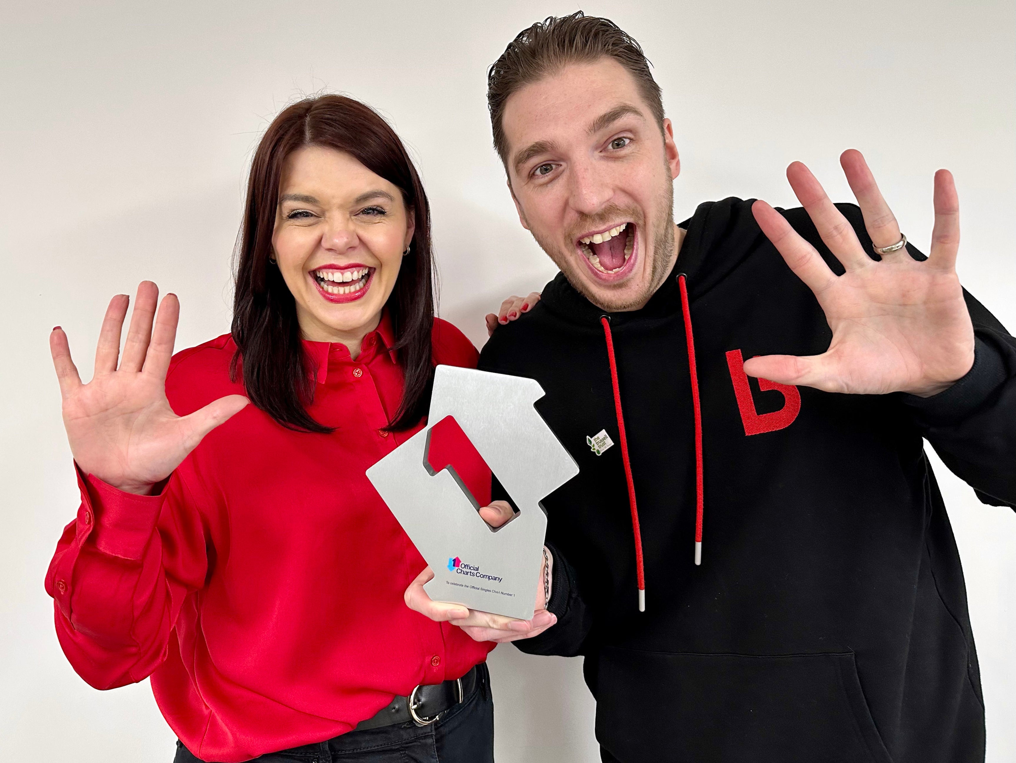 LadBaby’s Roxanne and Mark Hoyle celebrating their fifth consecutive No 1 Christmas single