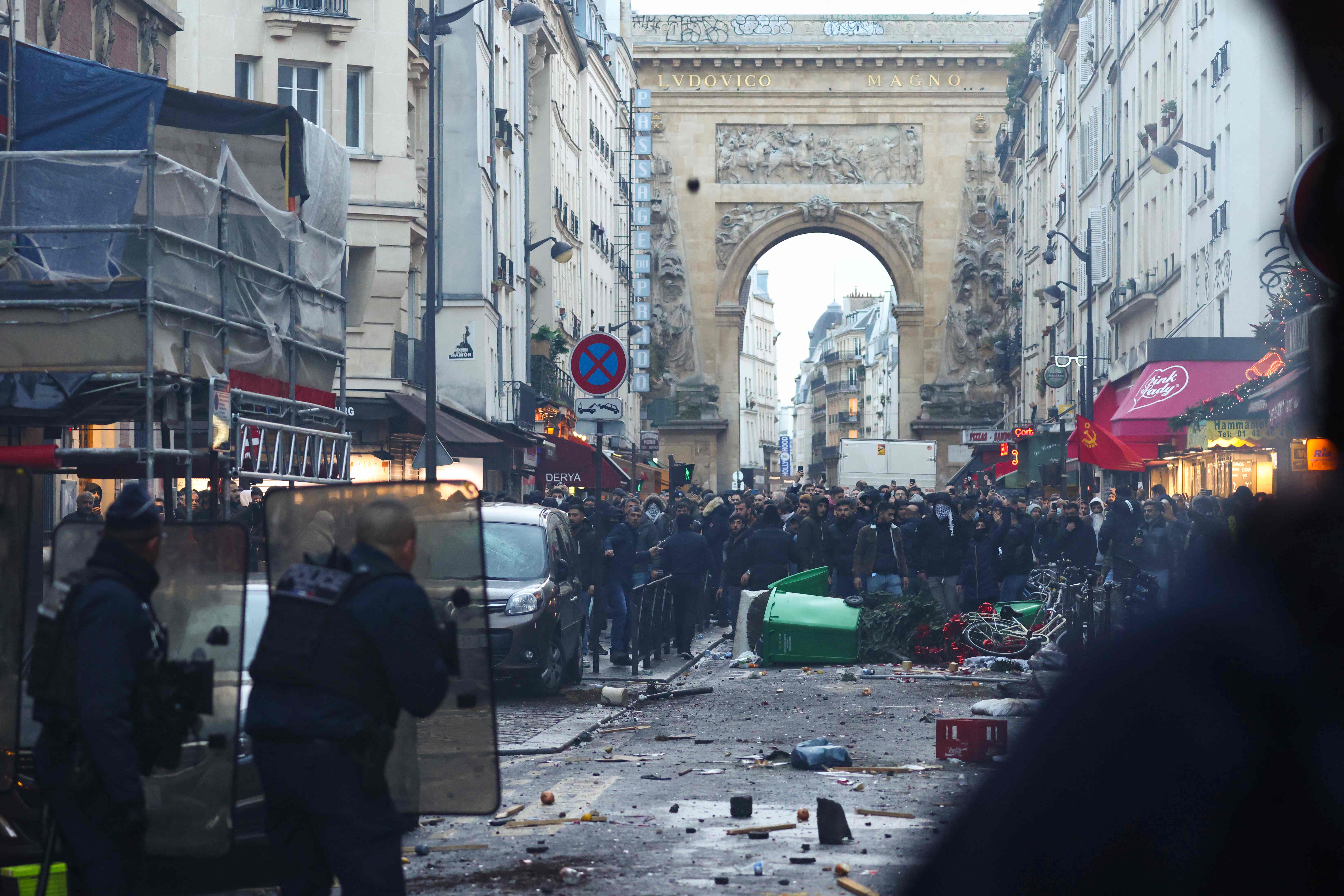 Protestors clashes with French riot police officers following a statement by French interior minister Gerald Darmanin