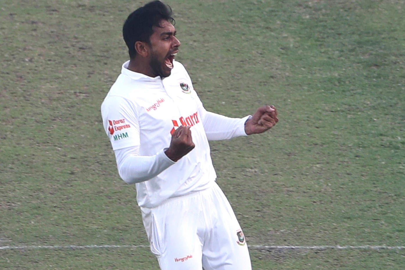 Mehidy Hasan Miraz helped Bangladesh close in a strong position (Surjeet Yadav/AP)
