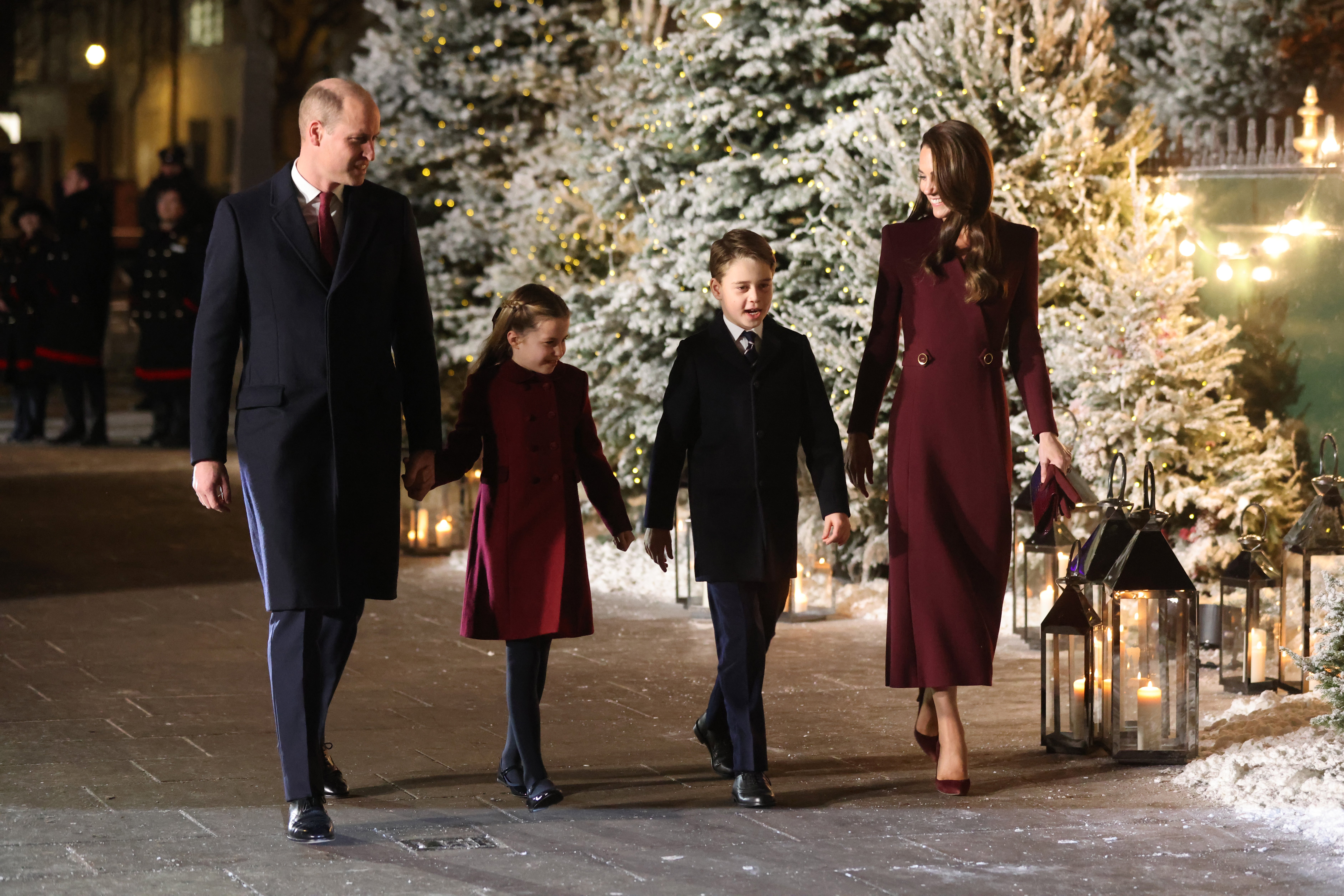 The Cambridge family arriving at Westminster Abbey