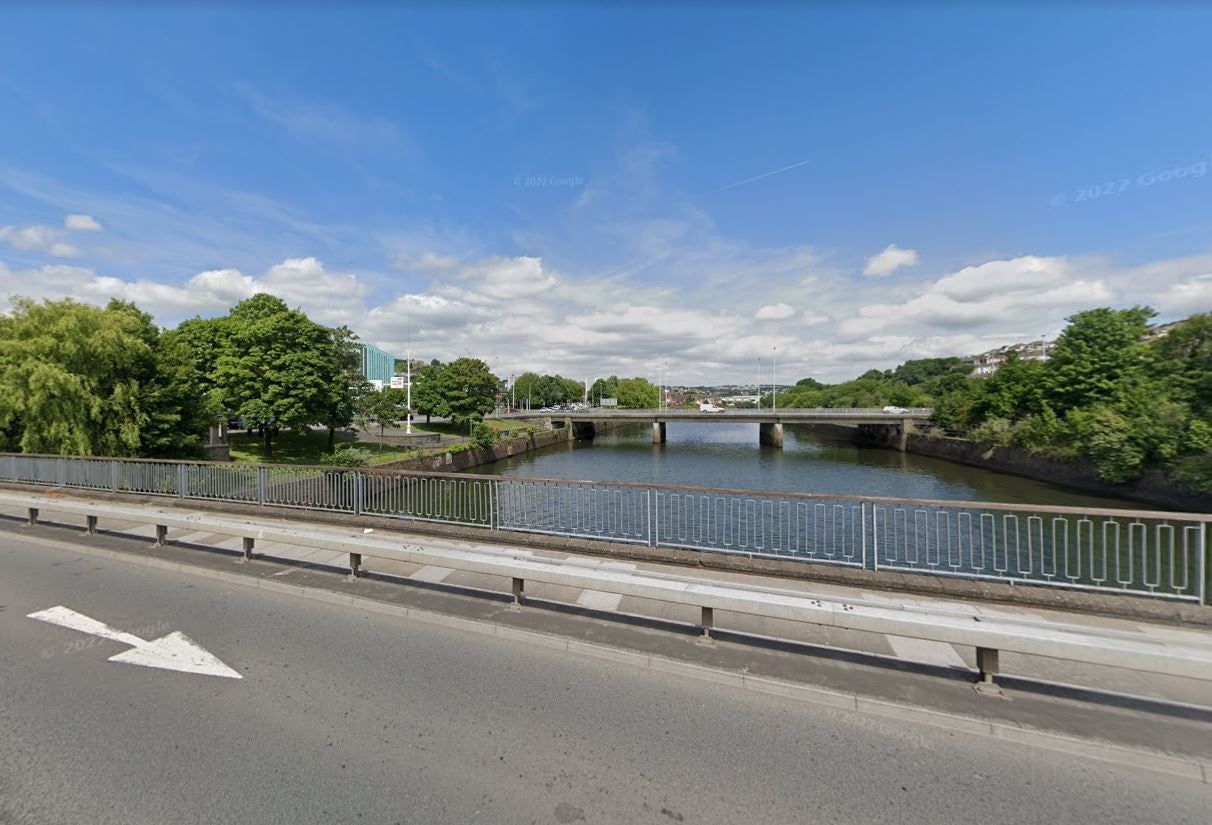 The bridge over the River Tawe in Swansea near the scene of the Christmas Day crash