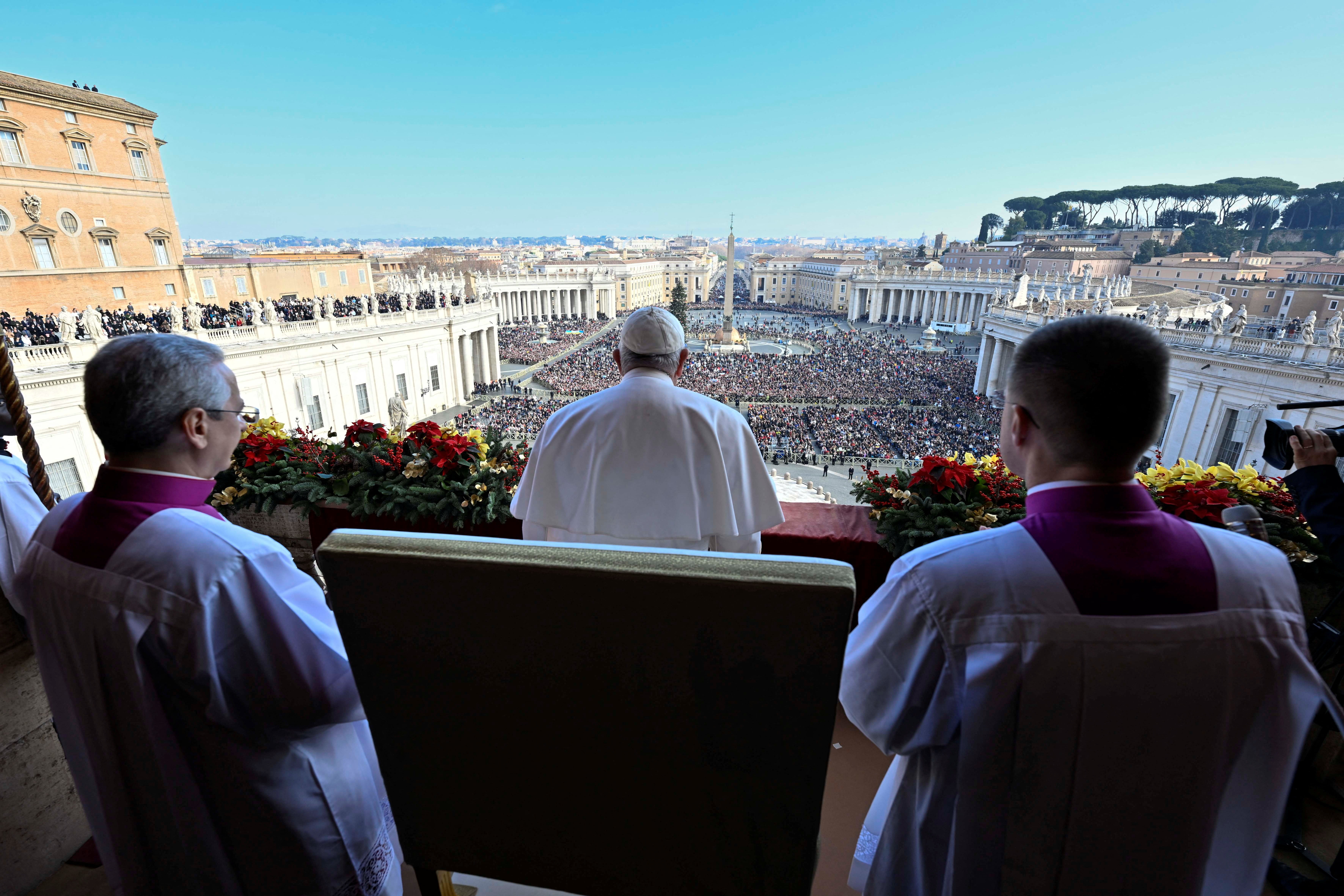 Thousands gathered in St Peter’s Square to hear the speech