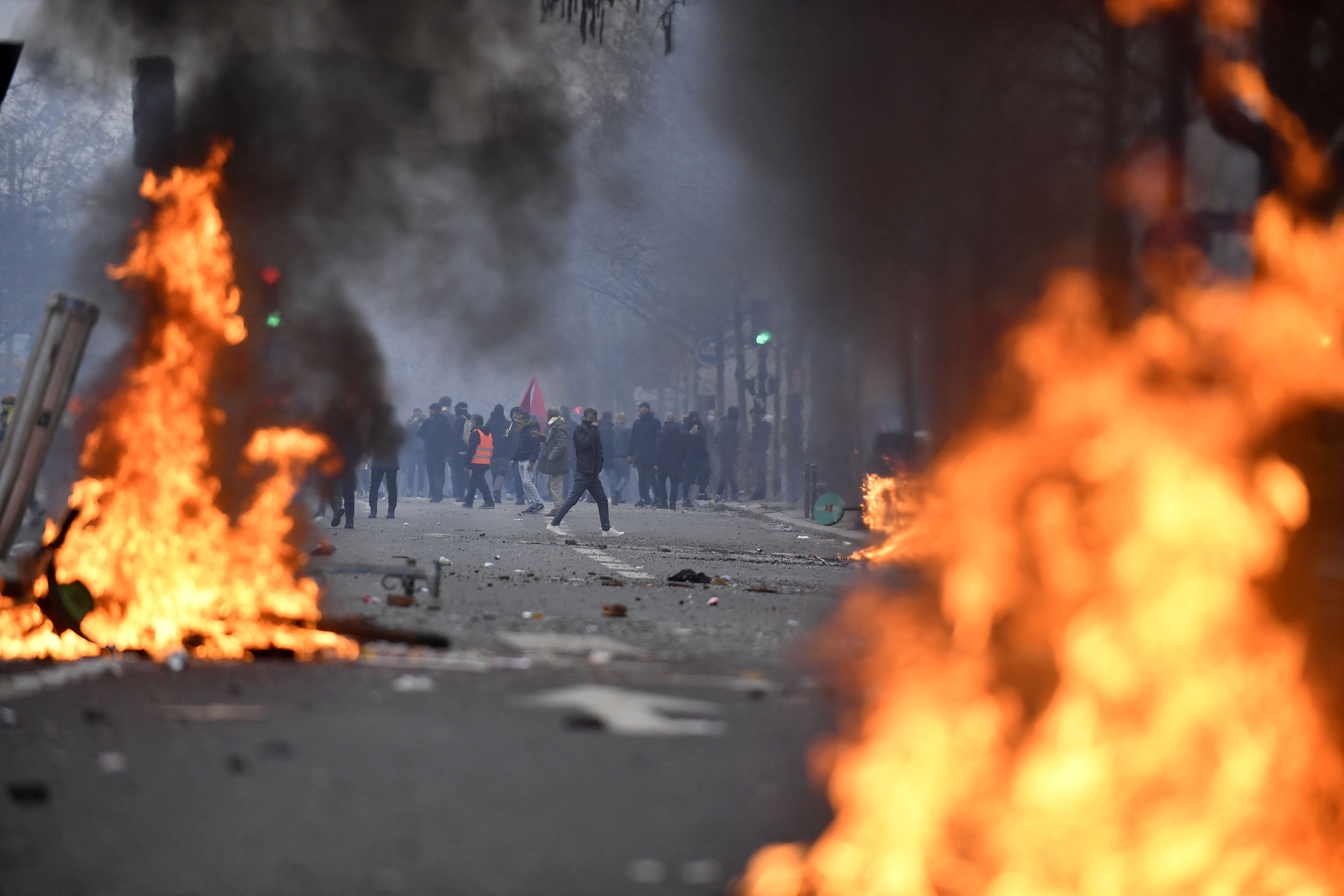 Scenes after the Paris protest on Christmas Eve