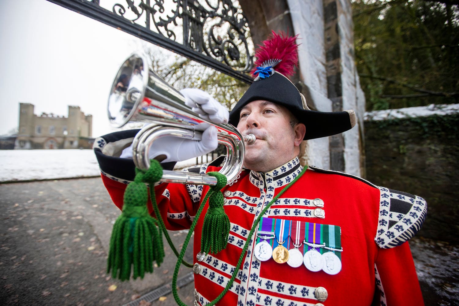 Hillsborough Fort Guard Bugler Andrew Carlisle. (Liam McBurney/PA)