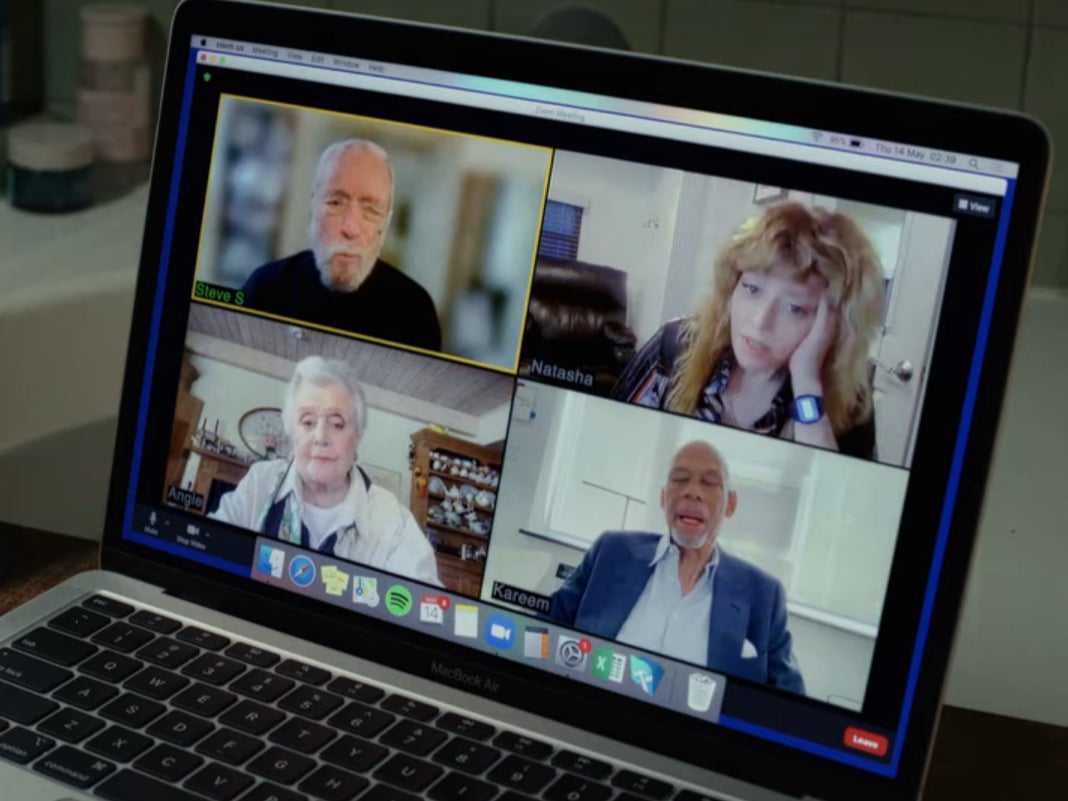 Stephen Sondheim, Angela Lansbury, Kareem-Abdul Jabbar and Natasha Lyonne in ‘Glass Onion'