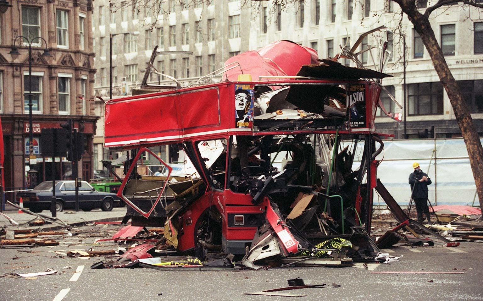 Aftermath of the Aldwych, London bus bombing of 19 February 1996