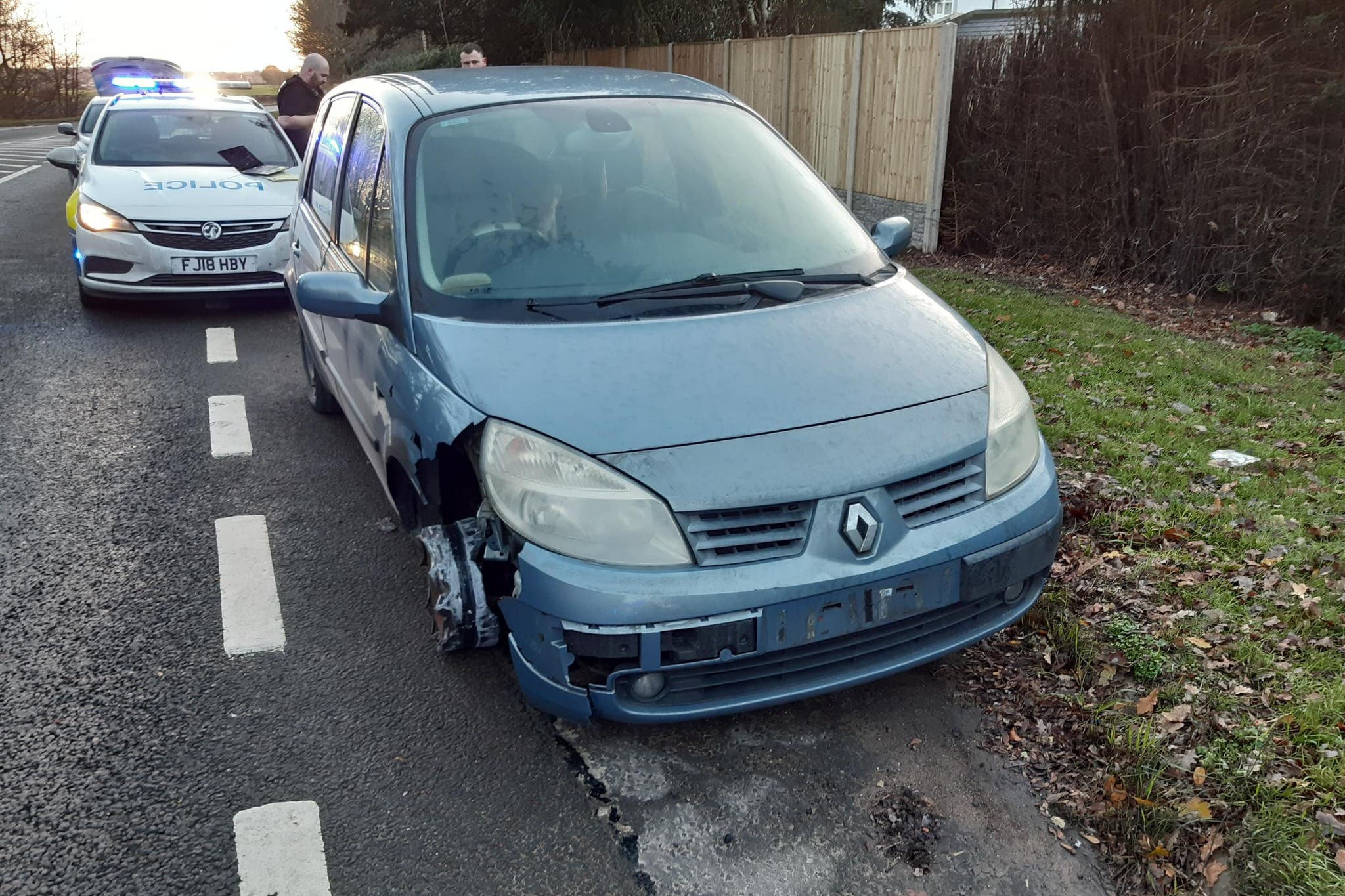 A man was stopped driving a car with three wheels in Nottinghamshire (Notts Police)