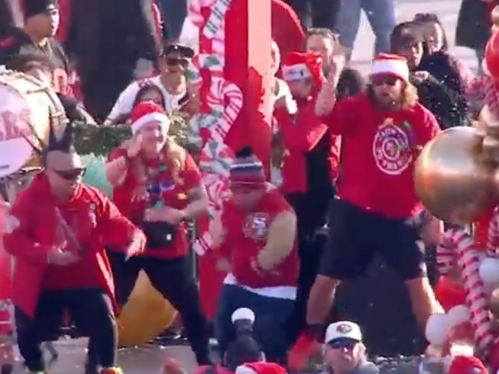 Jaden Williams, 8, dances on stage during a San Francisco 49ers game