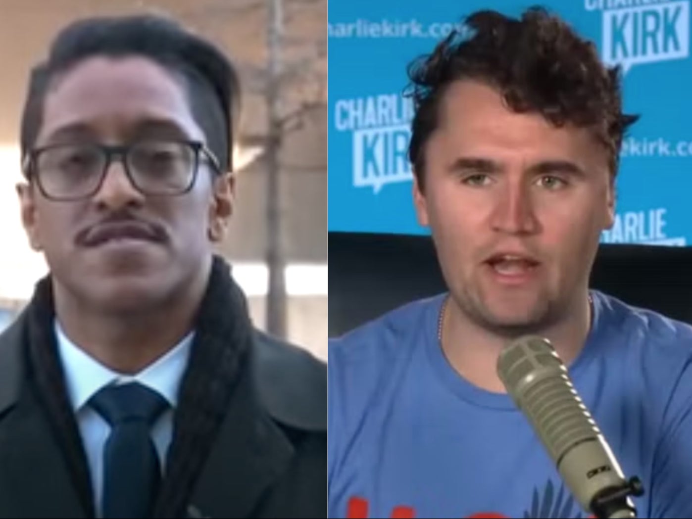 Left, Ali Alexander, the organiser of the “Stop the Steal” rally; right, Charlie Kirk, founder of Turning Point USA