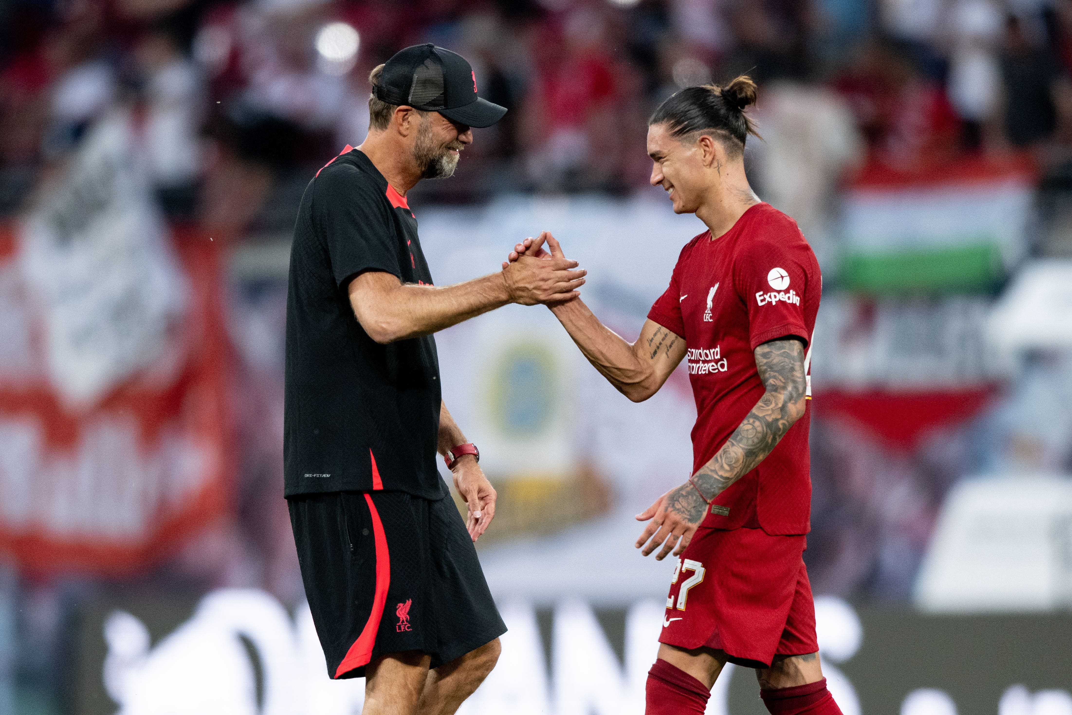 Jurgen Klopp (left) has backed Darwin Nunez to come good (Henrik Schmidt/DPA/PA)