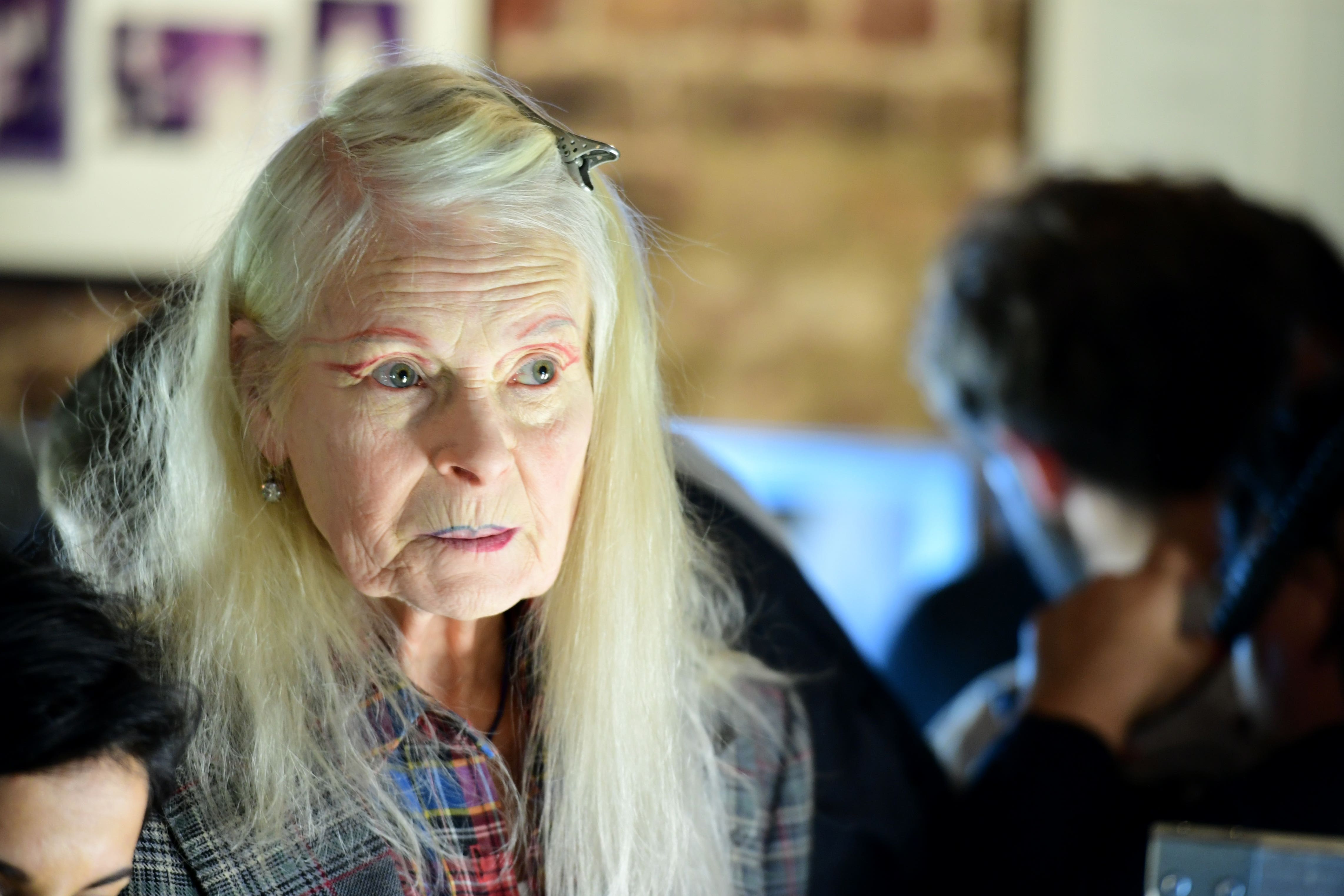 Vivienne Westwood backstage at the Vivienne Westwood Autumn/Winter 2019 London Fashion Week show at Smith Sq