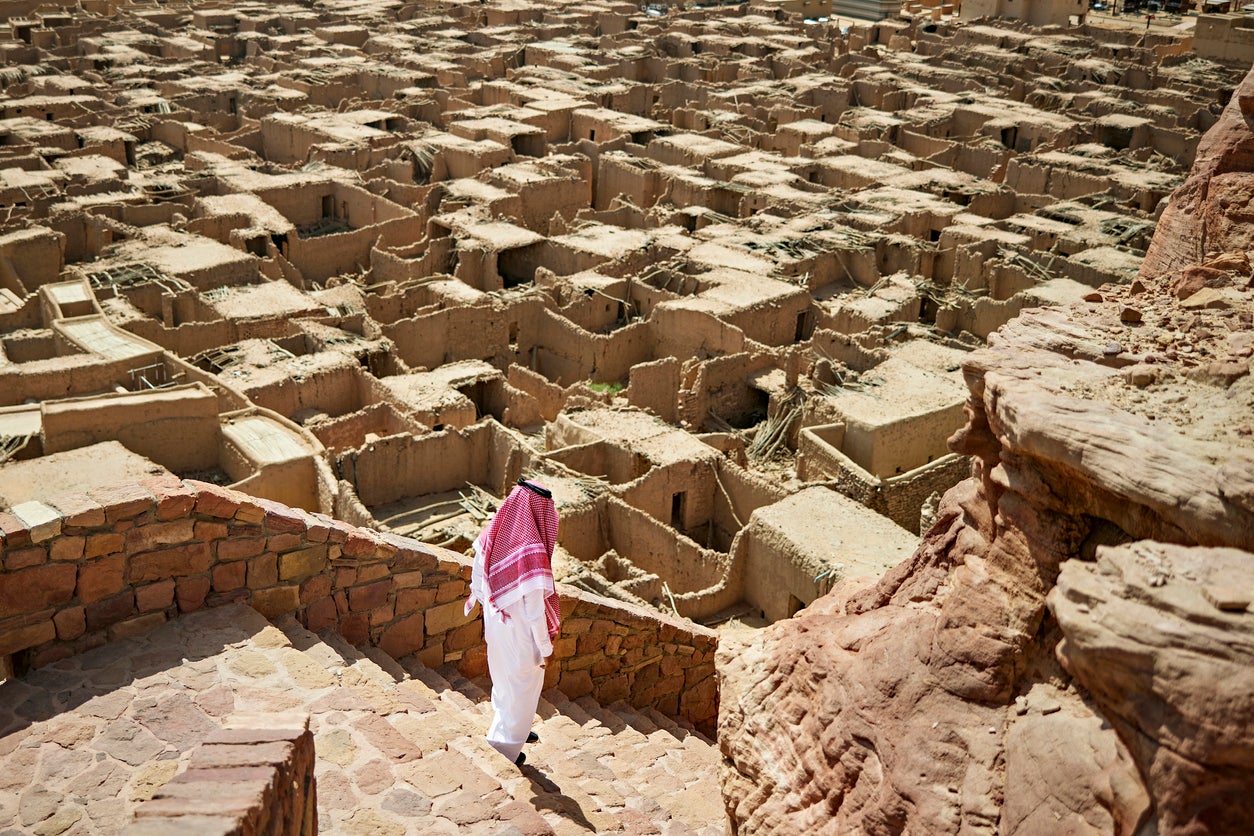 Mudbrick houses in AlUla Old Town, Saudi Arabia