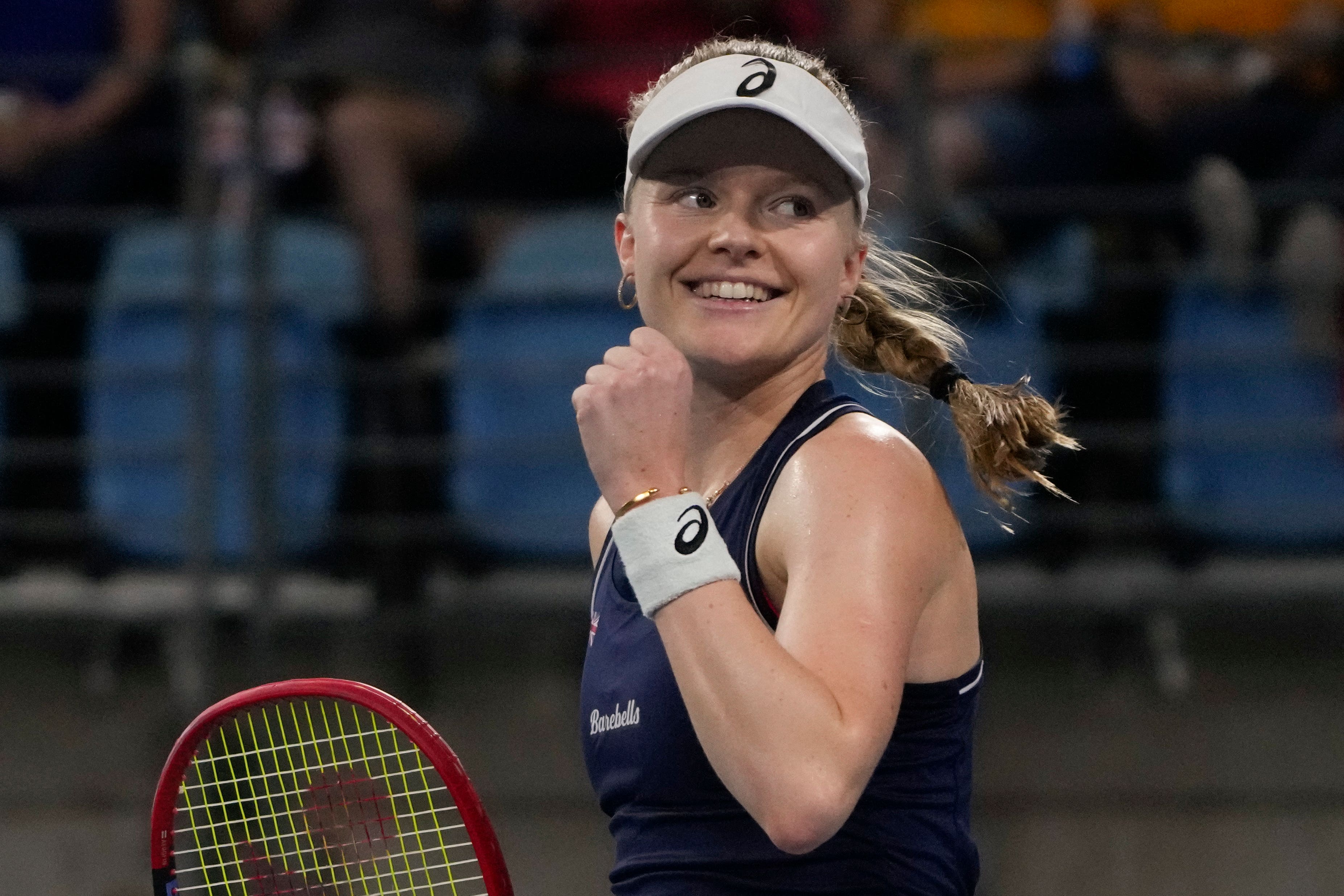 Harriet Dart rallied after losing the opening set to help put Britain in the verge of qualifying for the quarter-finals (Mark Baker/AP)